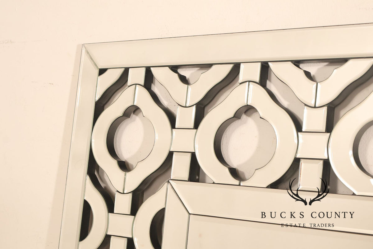 Bassett Hollywood Regency Wall Mirror With Geometric Fretwork
