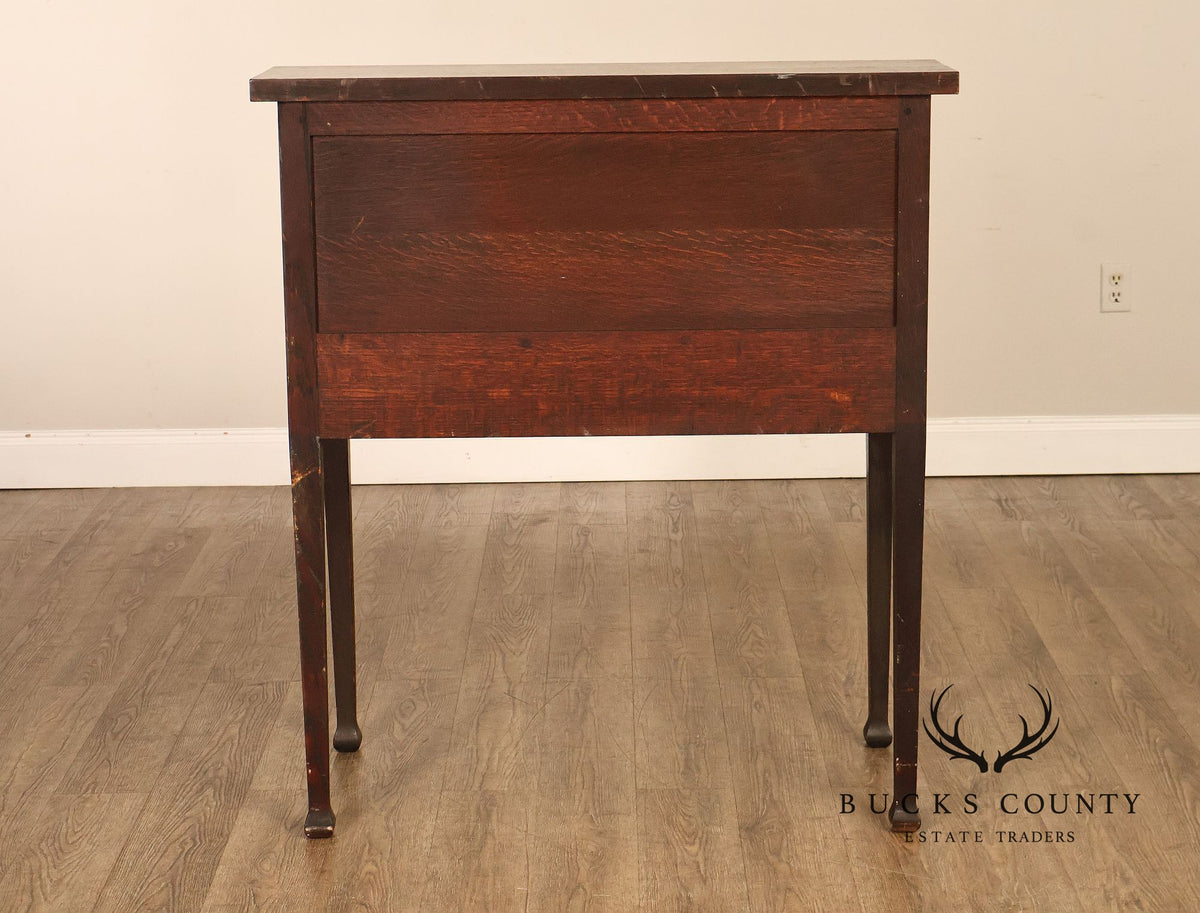 Antique Roycroft Arts And Crafts Mission Oak Drop Front Writing Desk