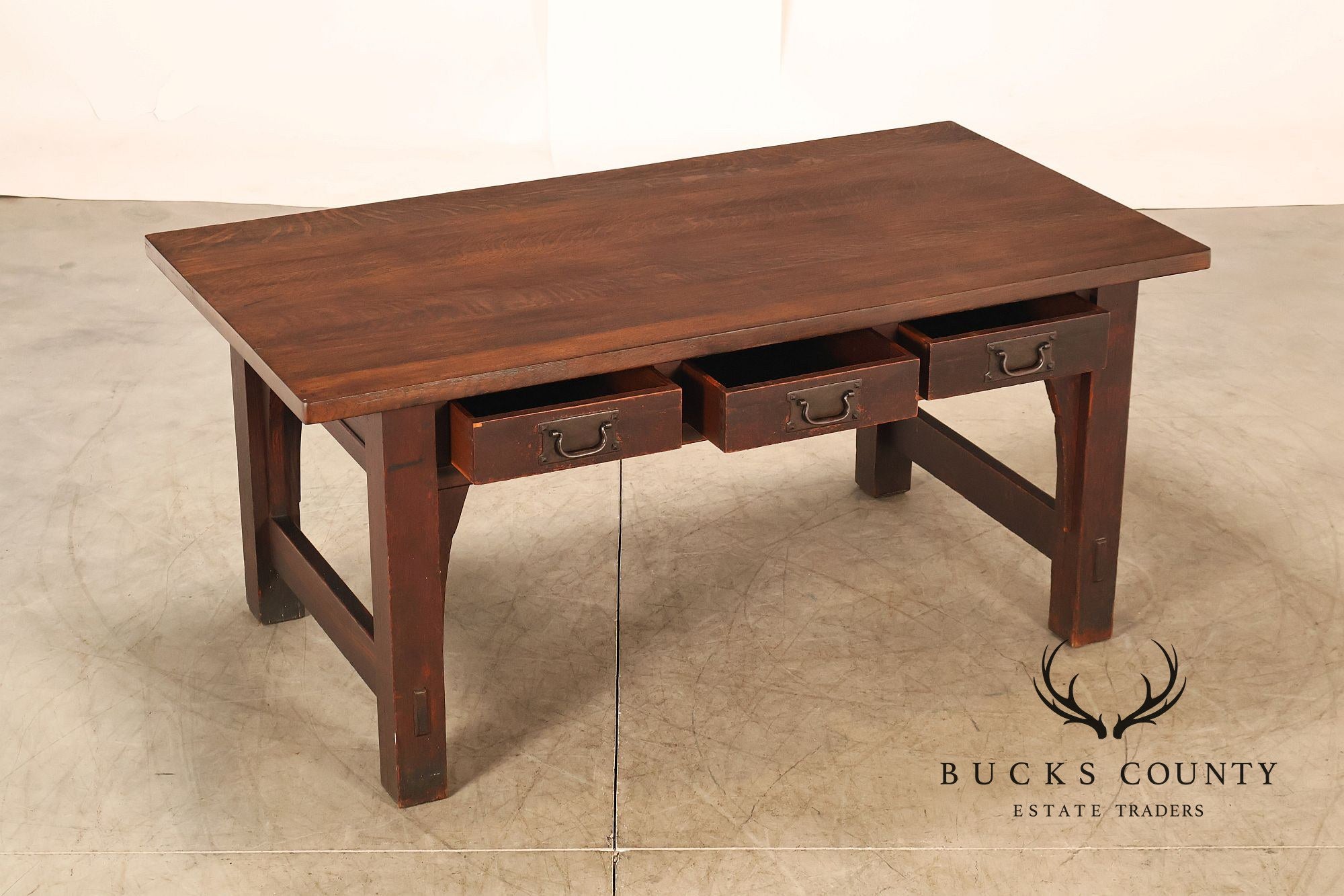 Early Gustav Stickley No. 460 Oak Library Table With Rare  Hardware