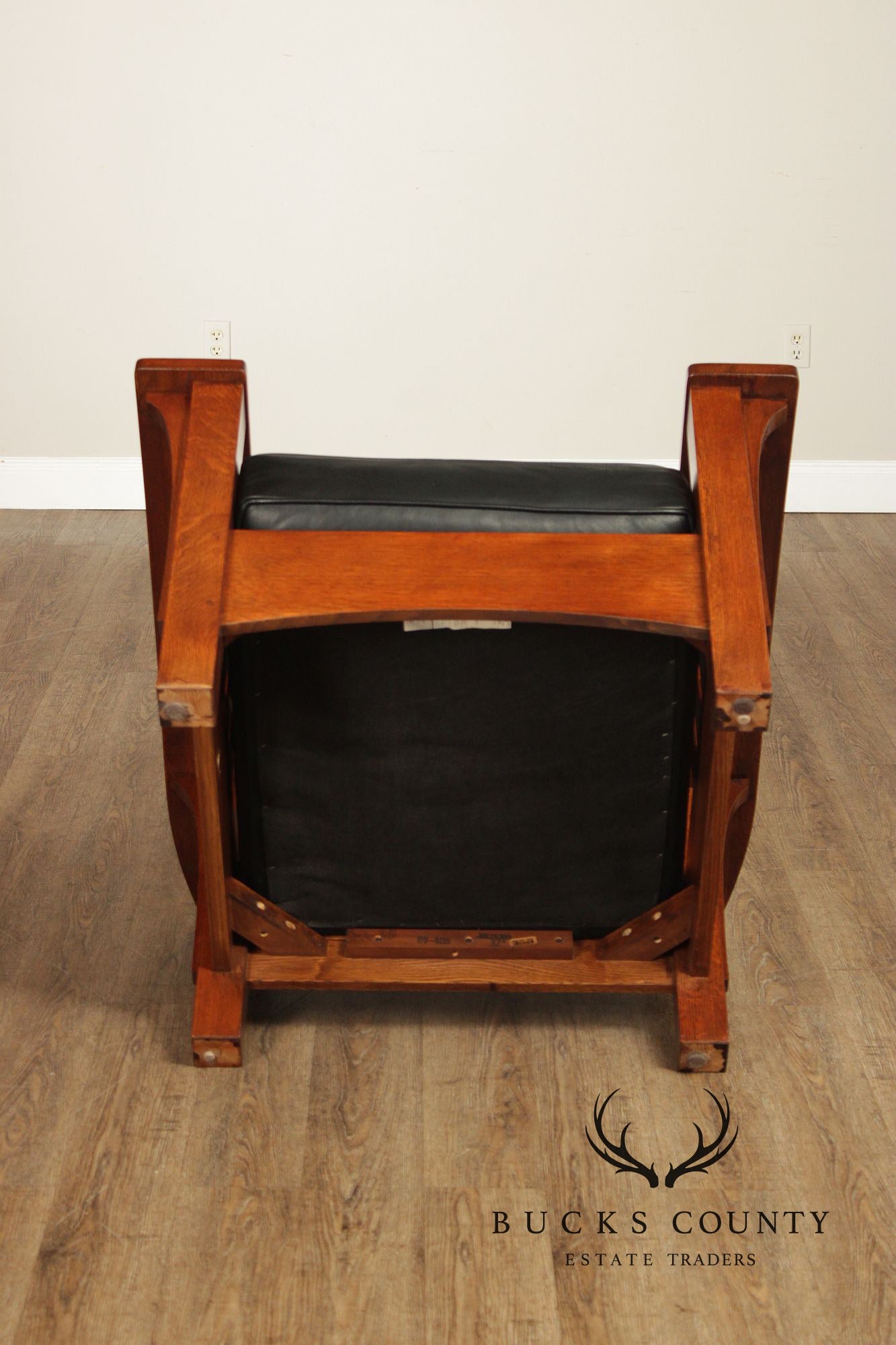 Stickley Mission Collection Oak Bow Arm Morris Chair and Ottoman