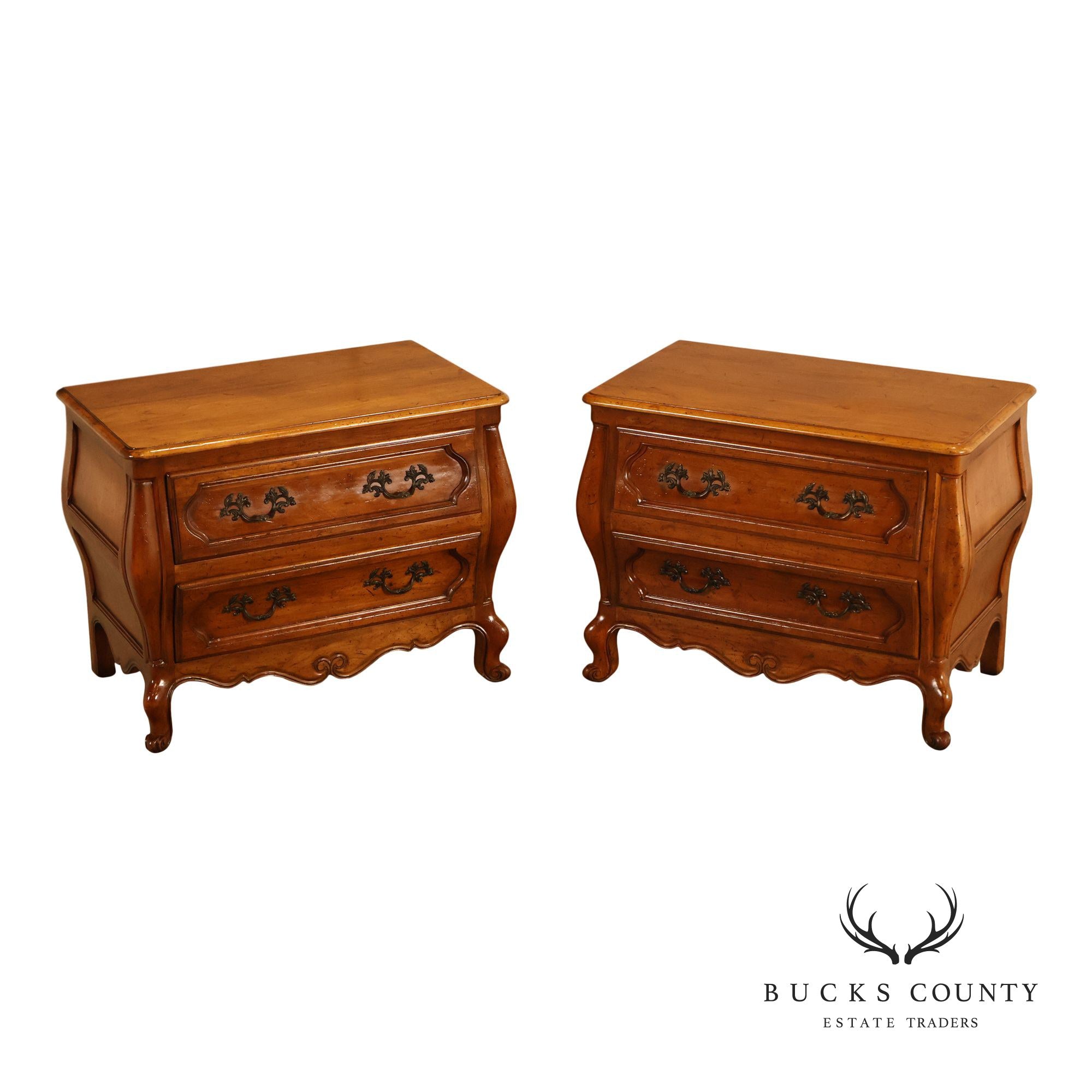 Baker Milling Road Pair Of French Country Nightstands Bombe Chests