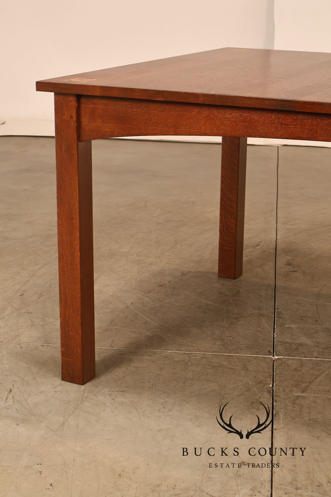 Stickley Mission Collection Harvey Ellis Inlaid Oak Extendable Dining Table