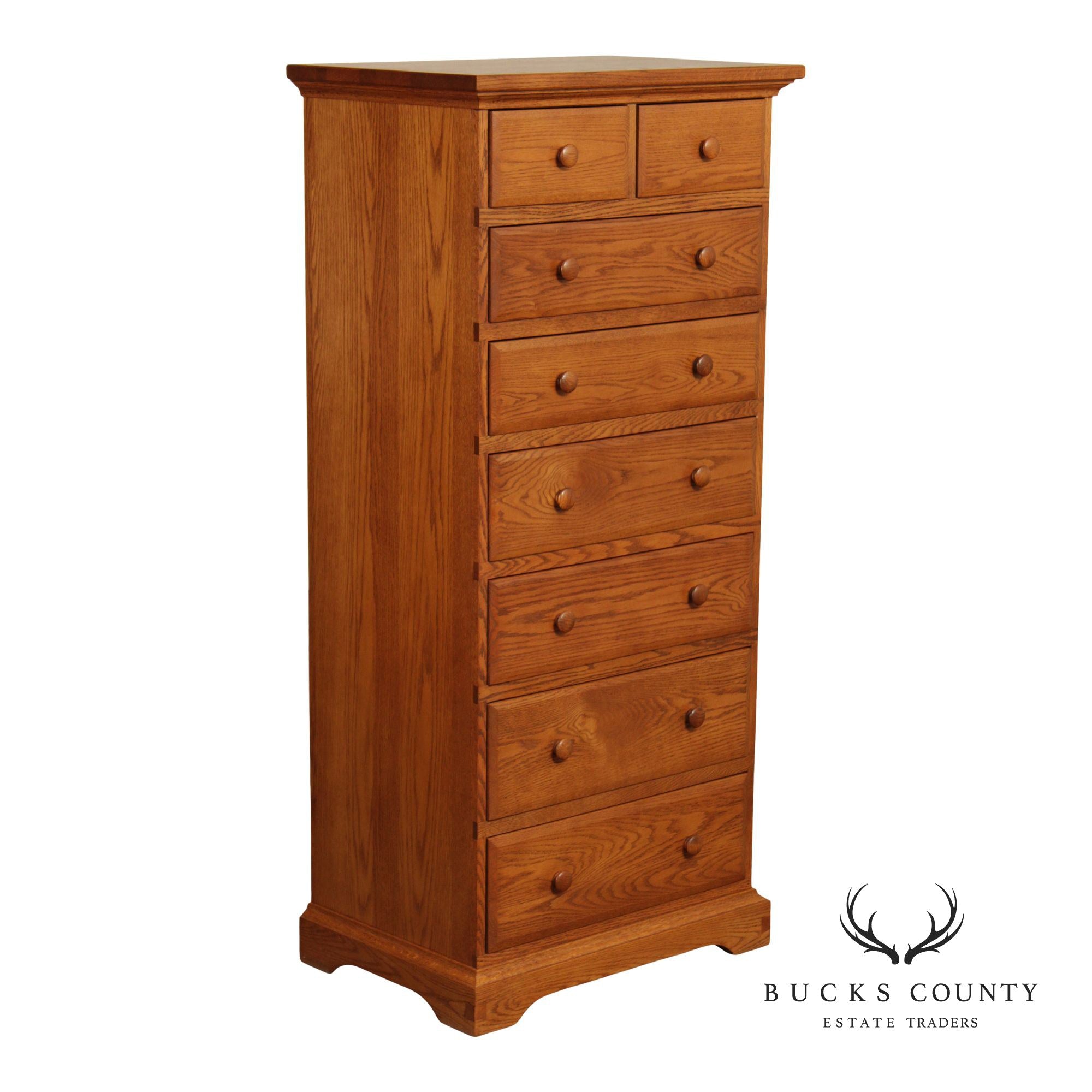 Hunt Country Furniture Oak Eight Drawer High Chest
