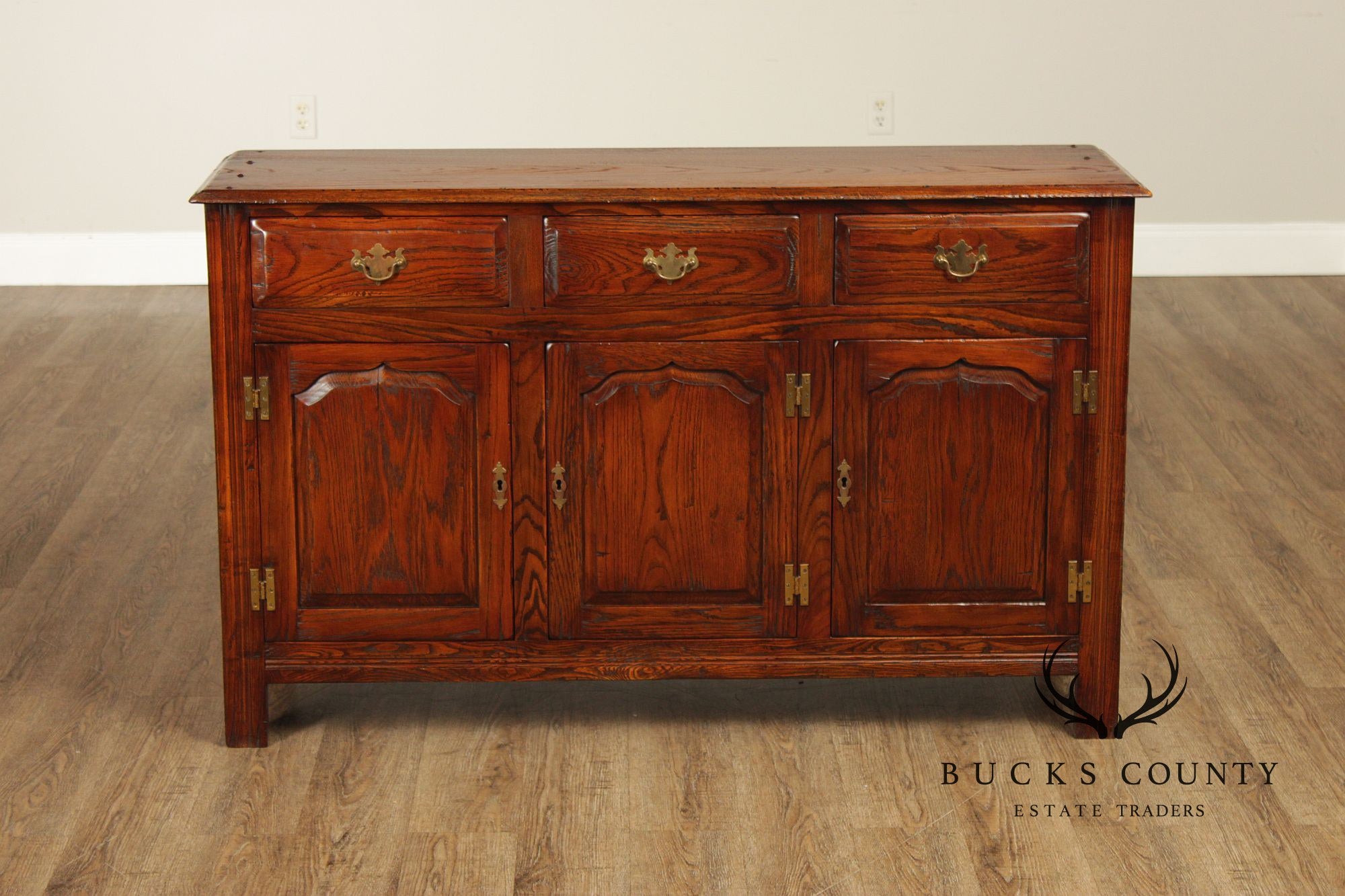 Bevan Funnell English Carved Oak Buffet Sideboard