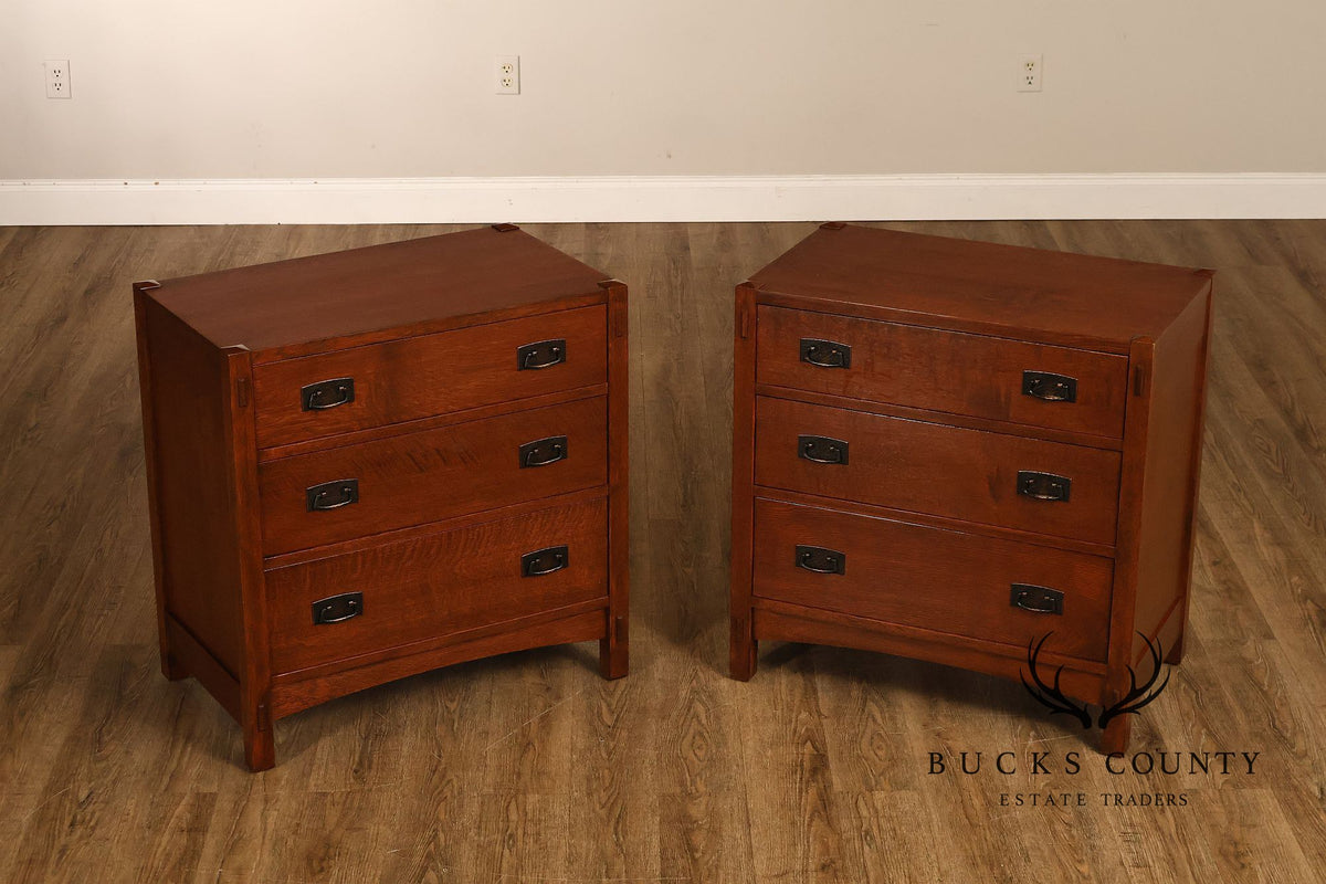 Stickley Mission Collection Pair Of Oak Three-Drawer Chests