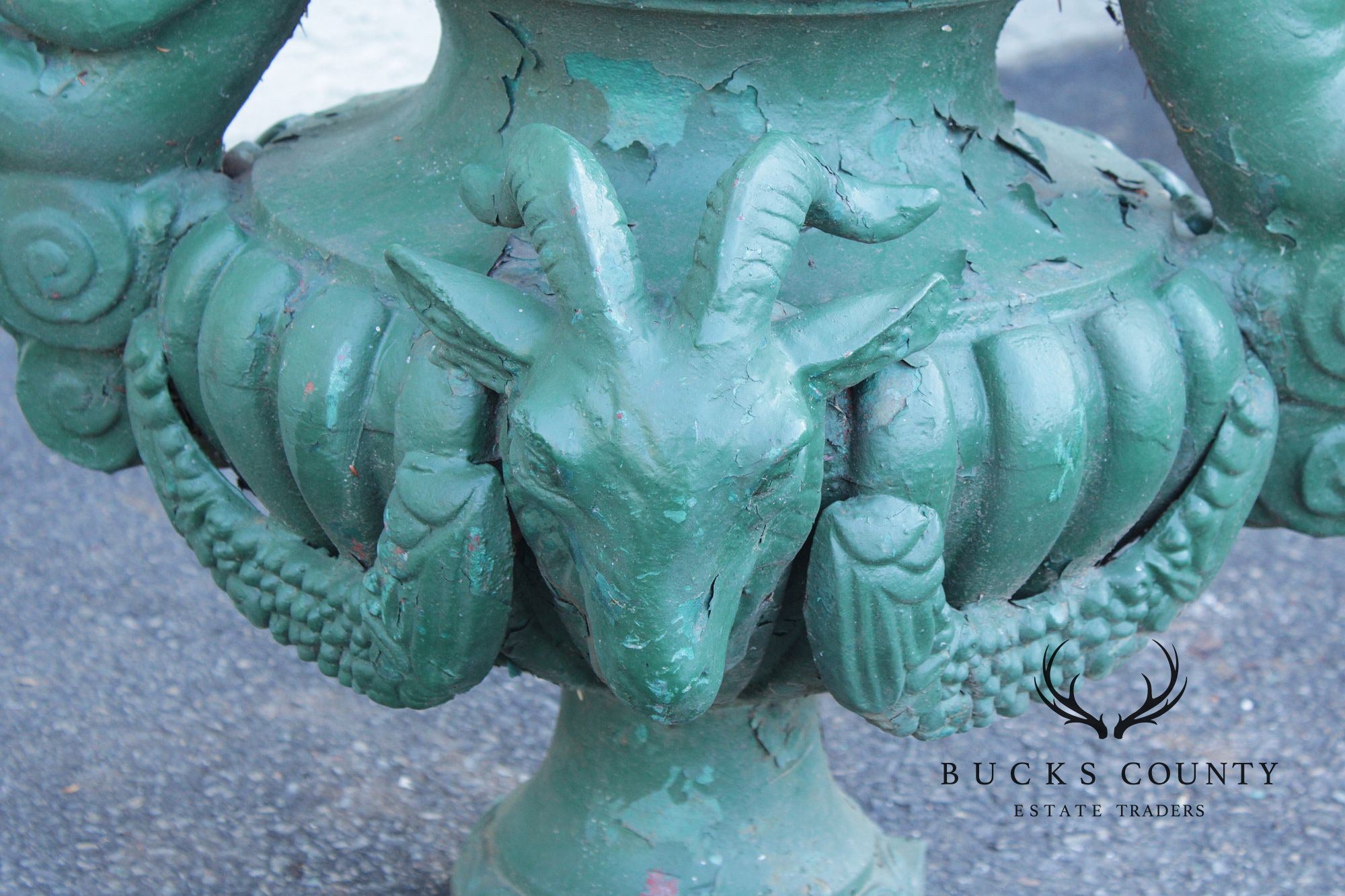 Antique Cast Iron Pair Of Cherub Garden Urn Planters