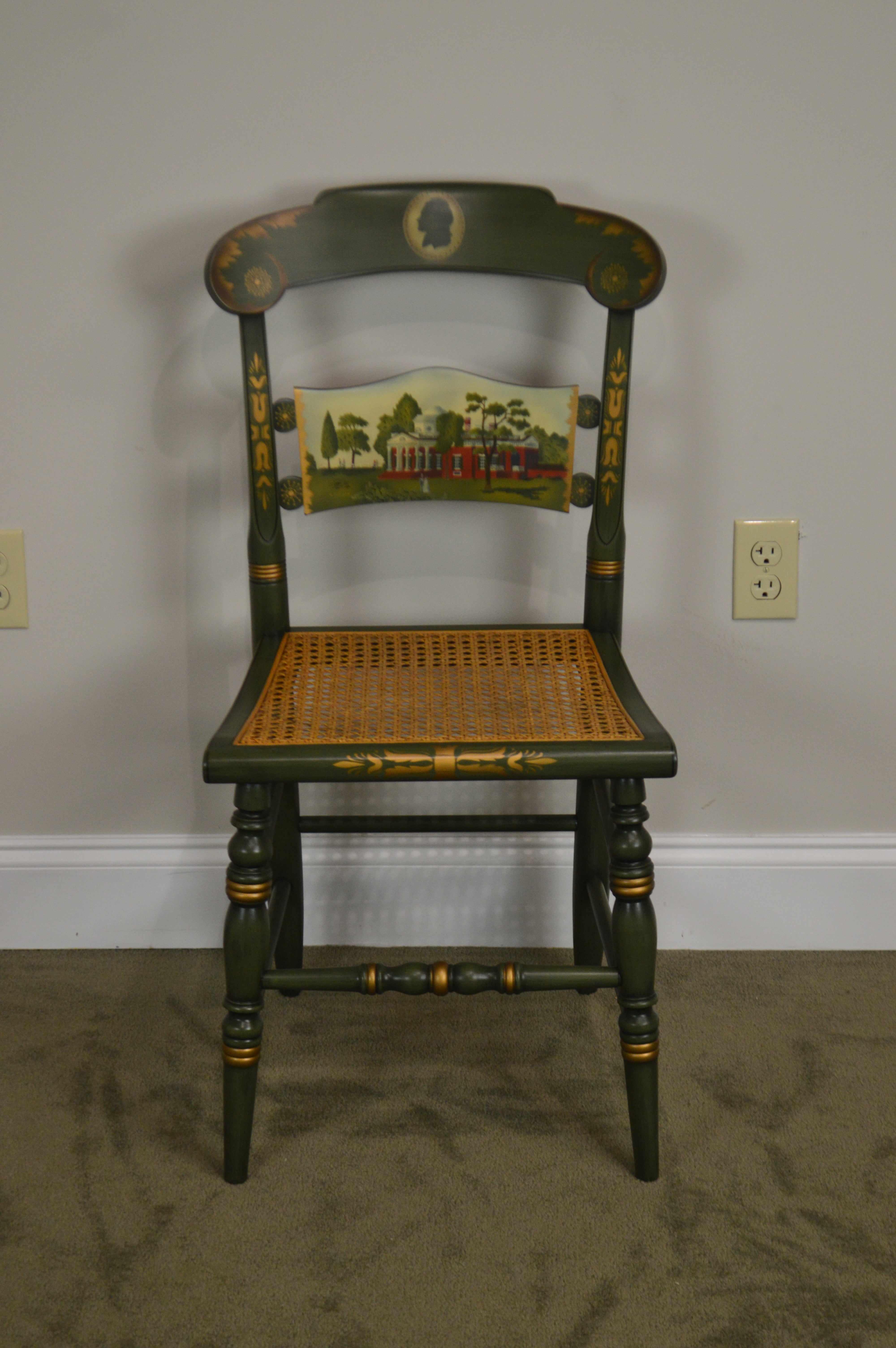 Hitchcock Thomas Jefferson Monticello Limited Edition Painted Pair Chairs (A)