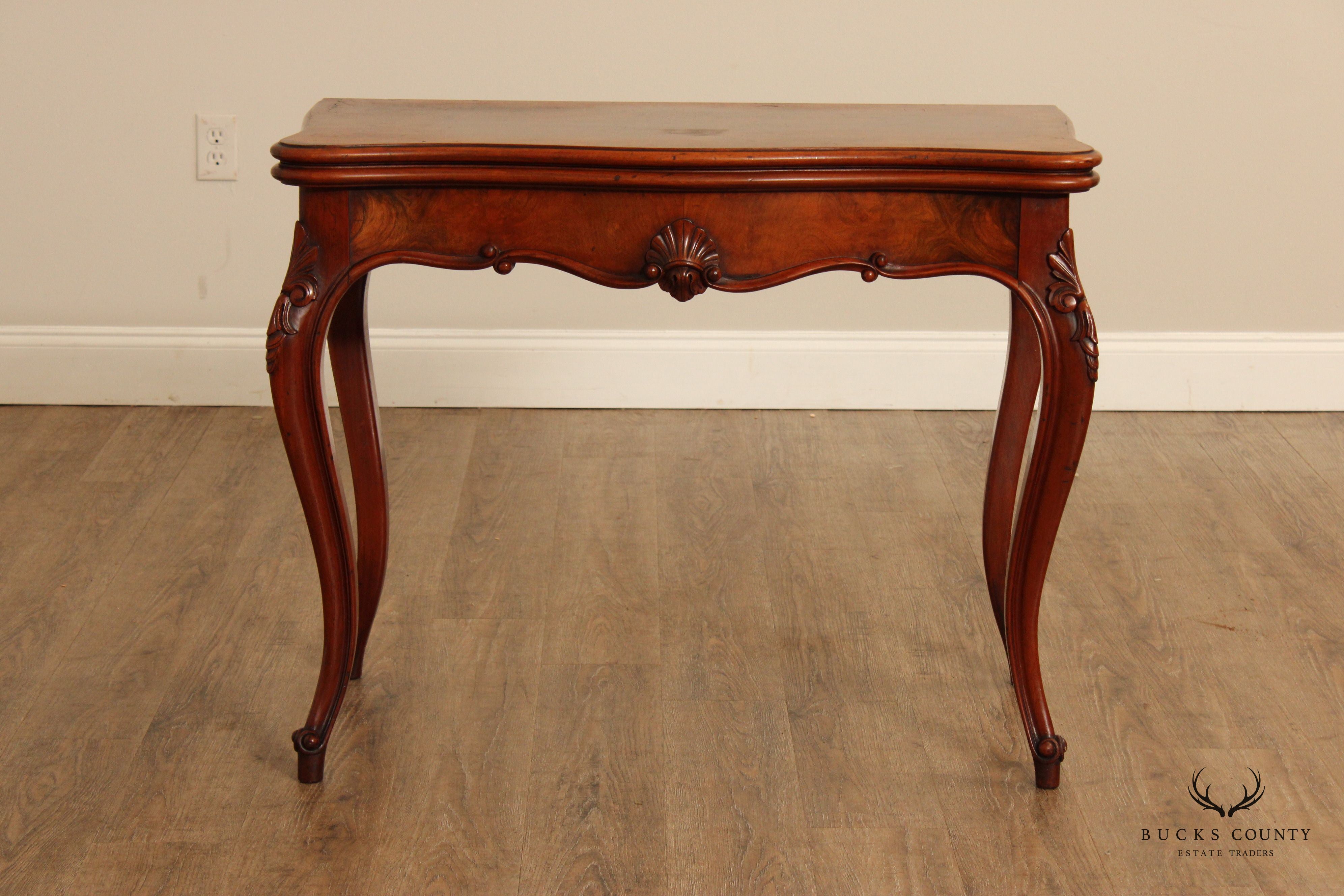 Antique French Louis XV Style Walnut Folding Card Table