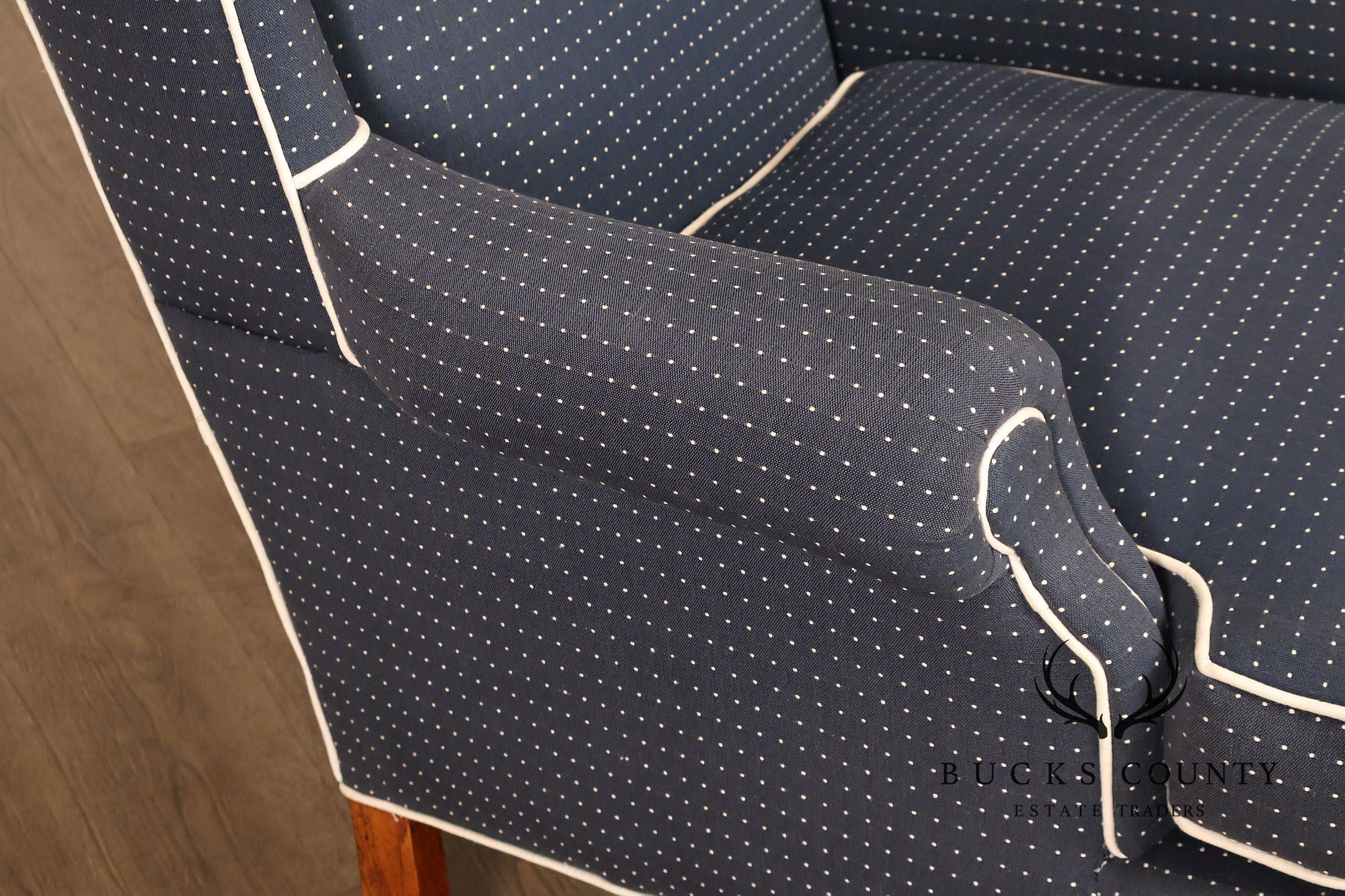 Vintage Queen Anne Style Upholstered Wing Chair