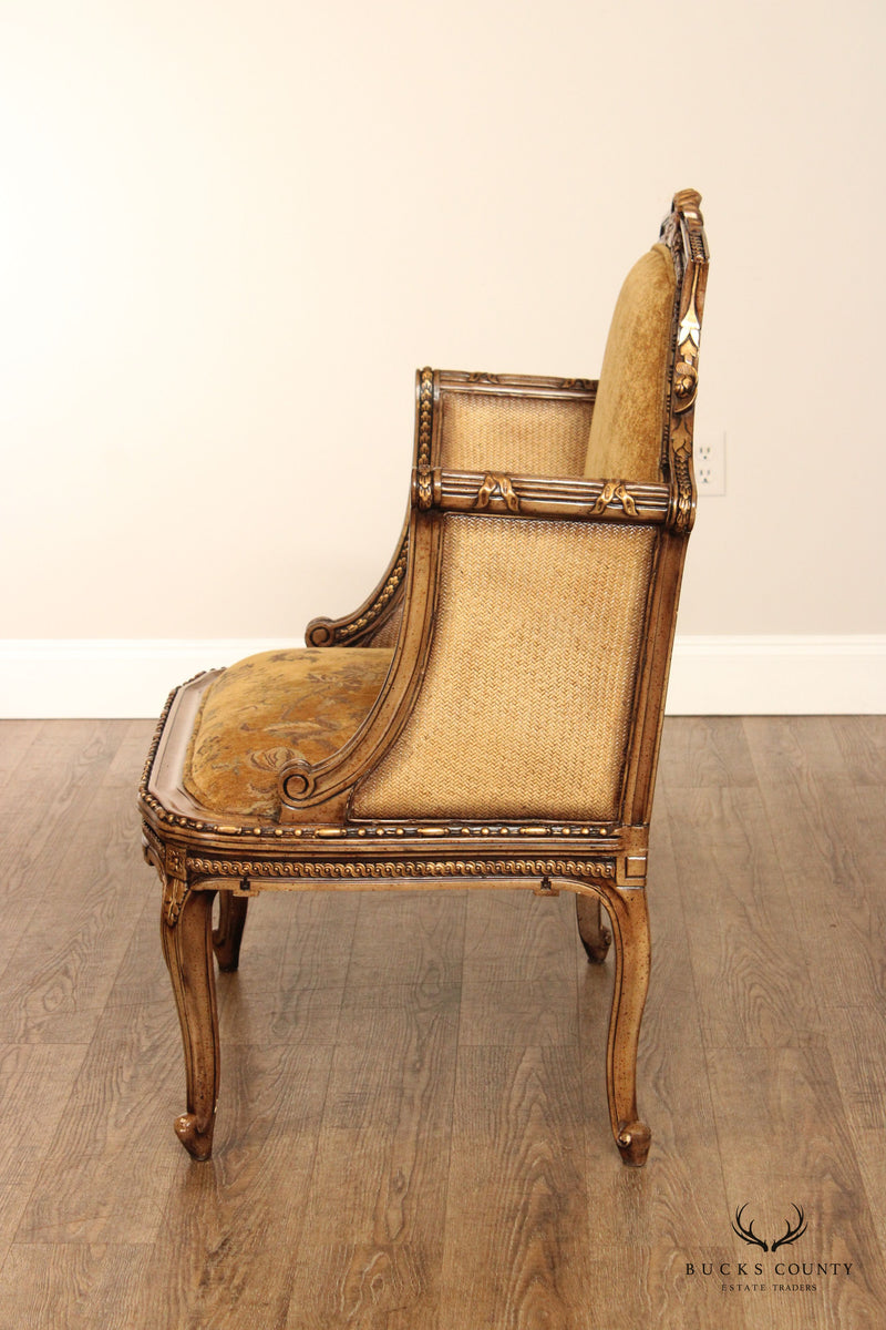 French Louis XV Style Gilt Painted Armchair