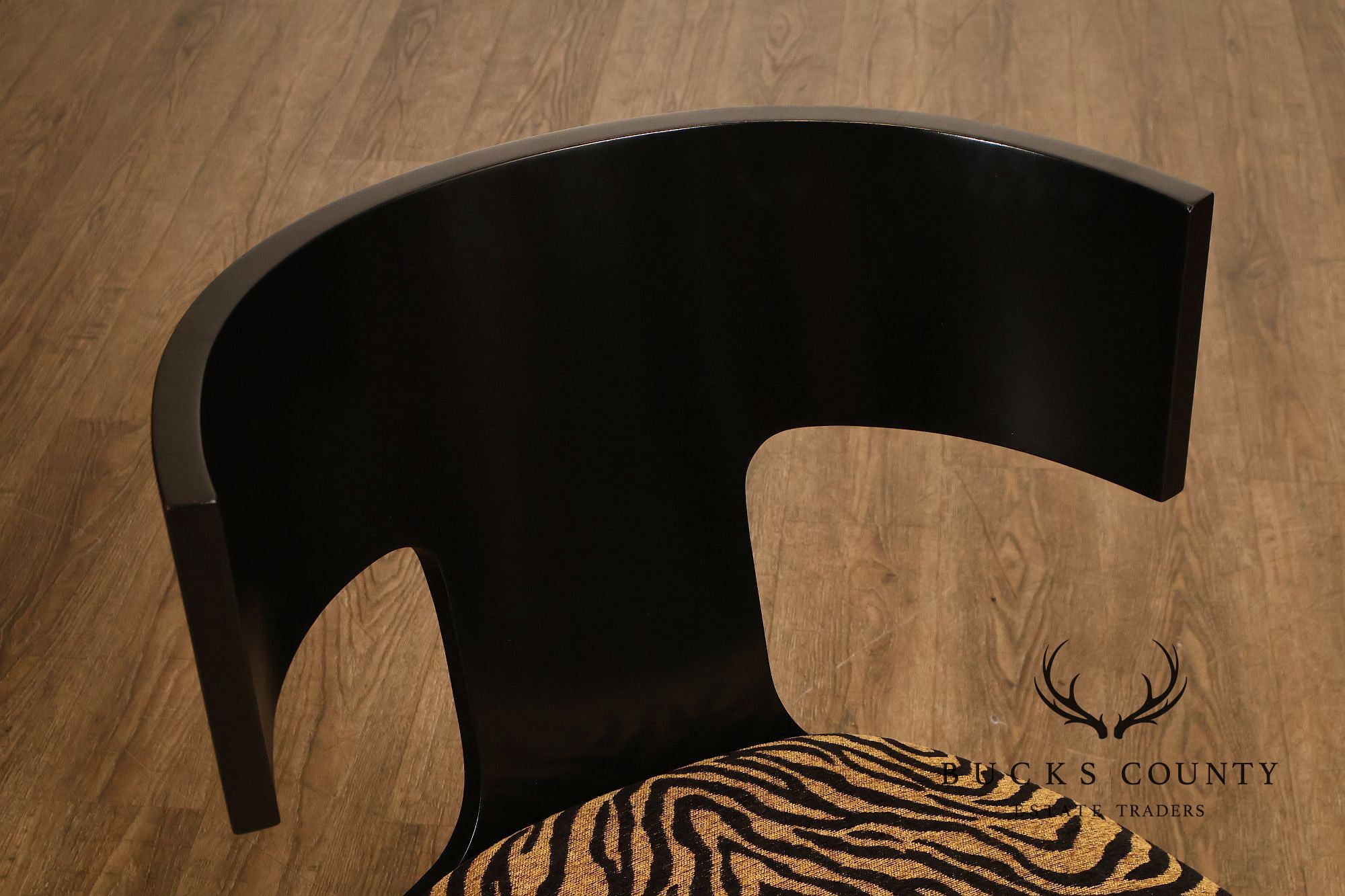 Pair Of Ebonized Klismos Style Accent Chairs With Zebra Upholstery