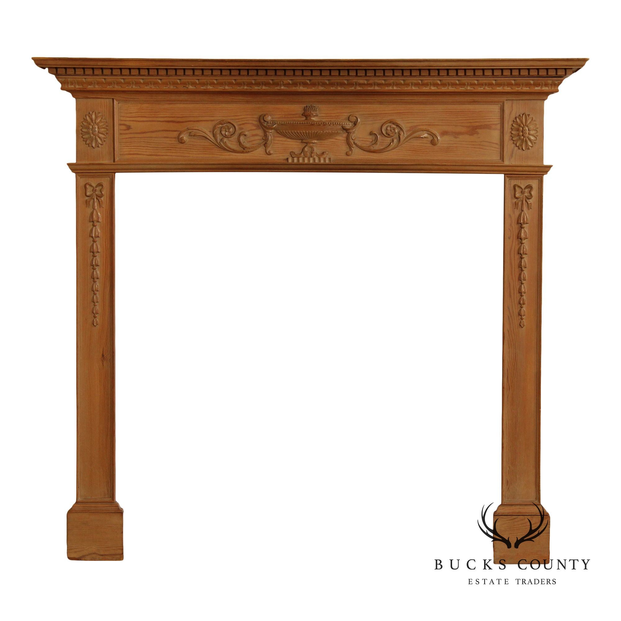 Adam Style Antique Carved Pine Mantel