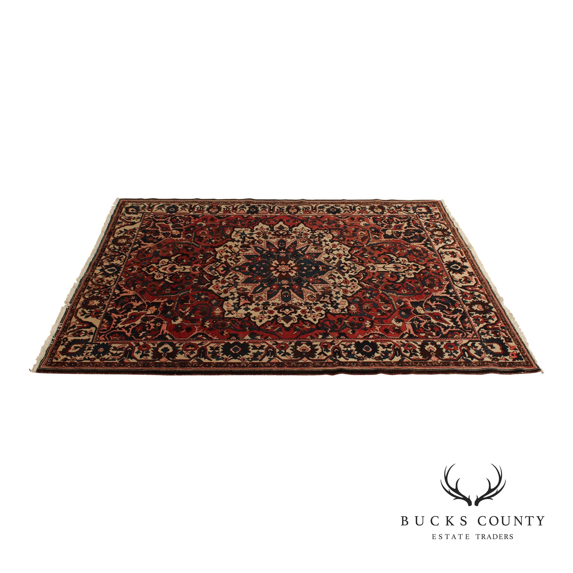 Vintage Persian Hand Knotted  Heriz Area Rug 8' 9" x 11' 11"