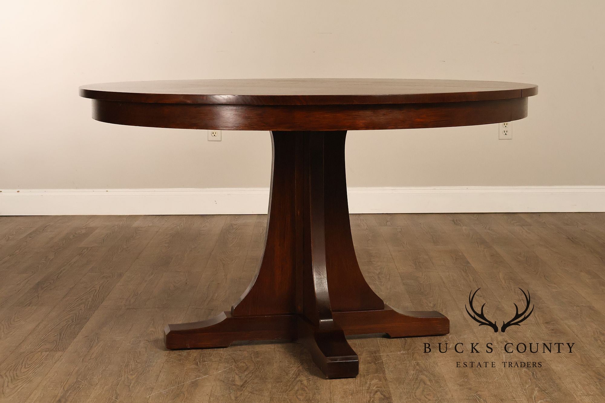 Stickley Mission Collection Round Oak Expandable Dining Table