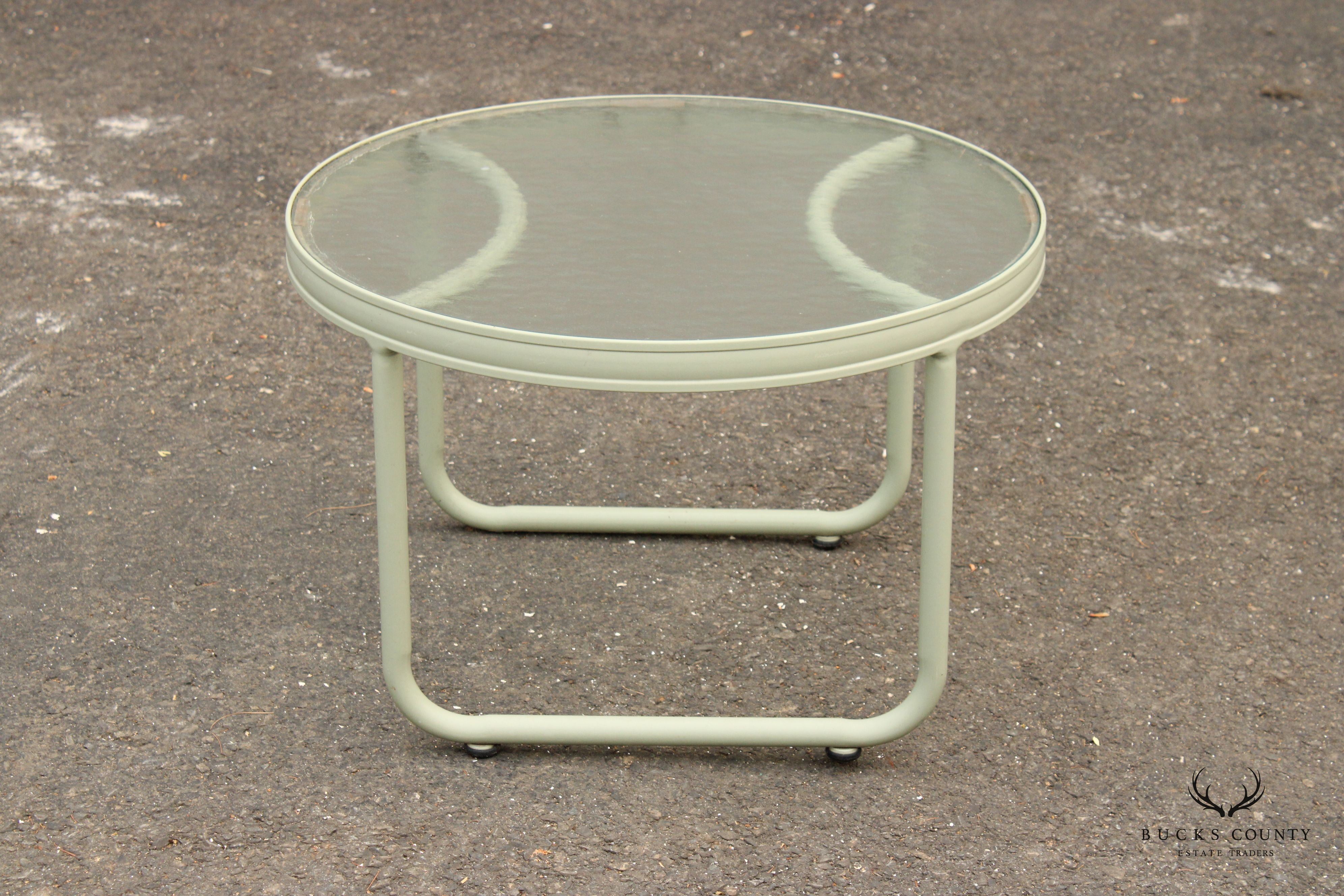 Modern Round Glass Top Outdoor Patio Accent Table