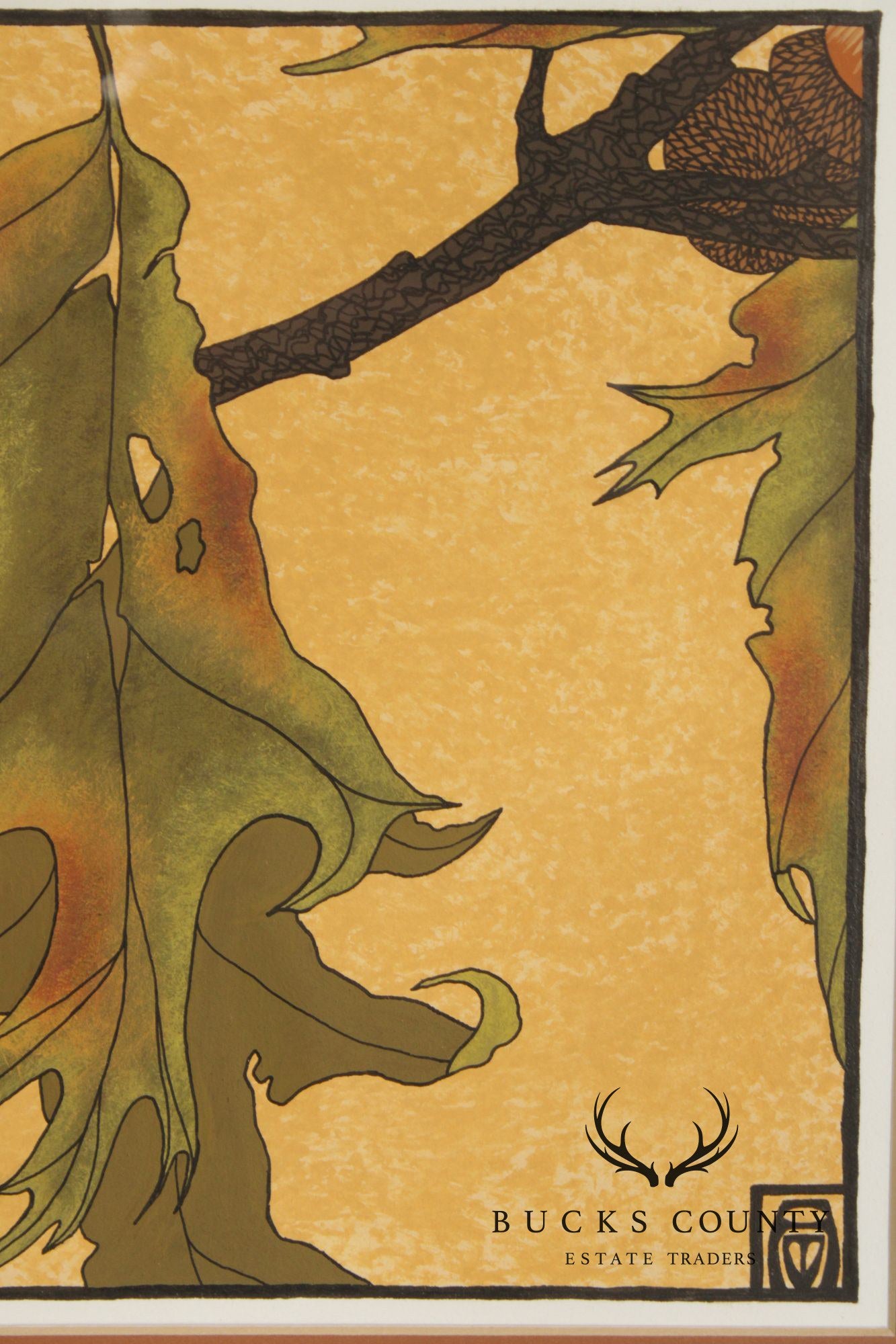 Anita Munman Arts & Crafts Style Framed Drawing, 'Pin Oak'