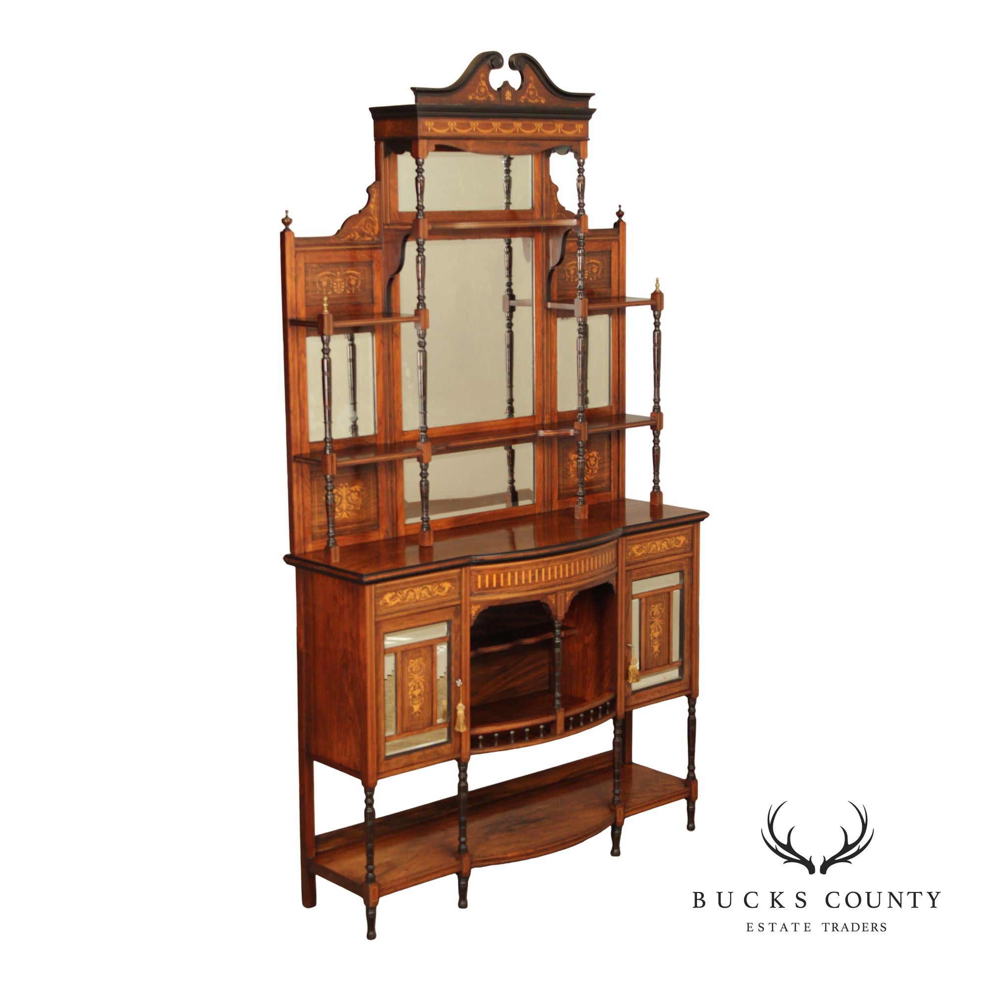 Antique Edwardian Inlaid Rosewood Sideboard