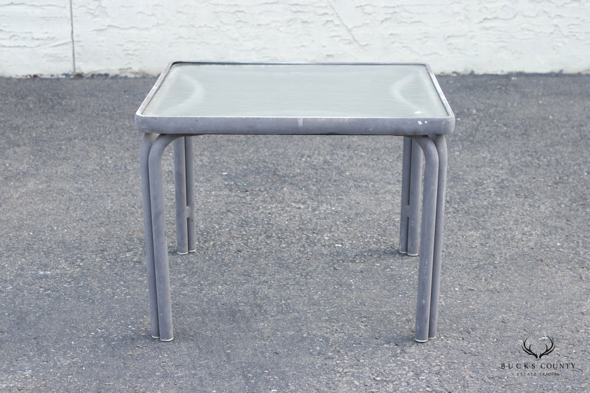 Brown Jordan Glass Top Aluminum Outdoor Side Table