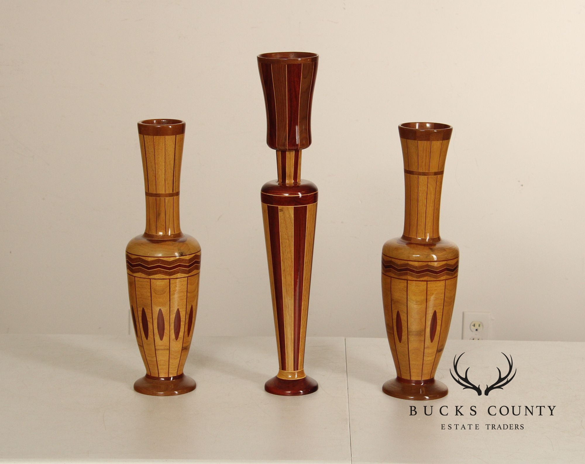 Philip M. Jacoby Set of Three Handcrafted Wood Vases