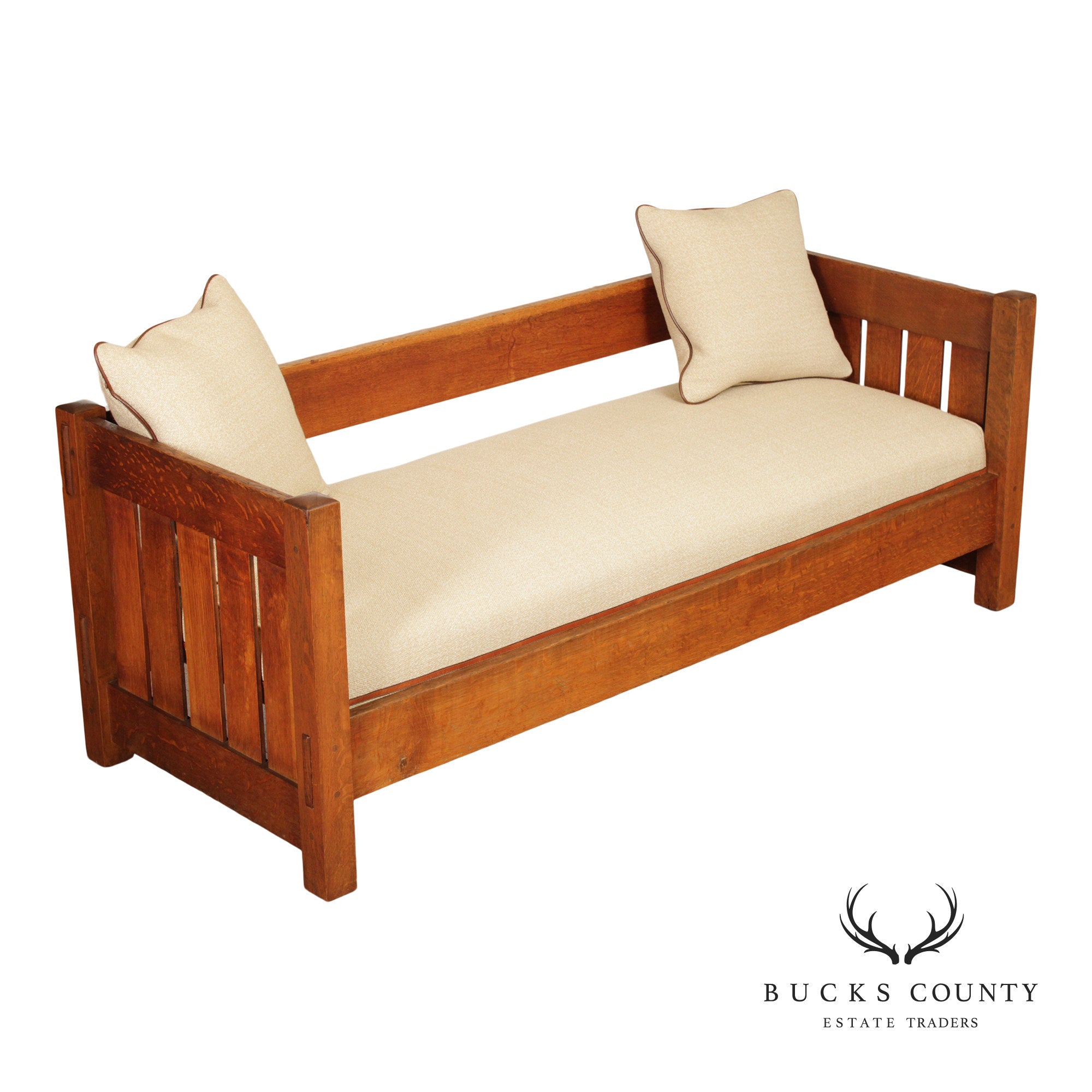 Gustav Stickley Mission Oak Even Arm Settle Sofa