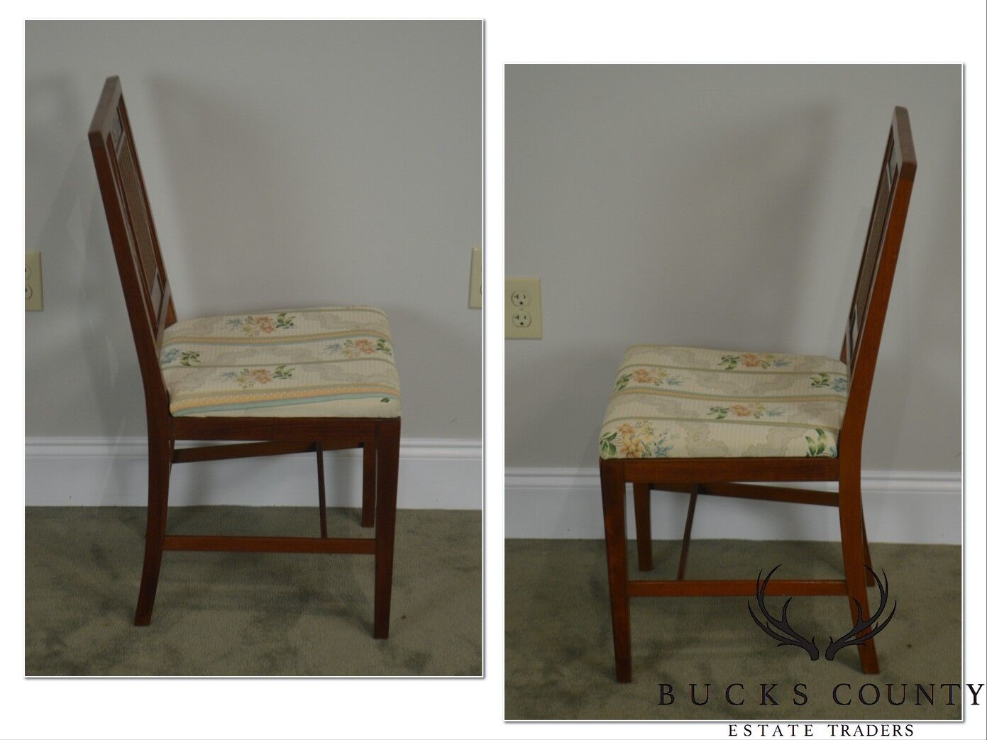 Schmieg & Kotzian Vintage Pair of Adams Painted Caned Side Chairs