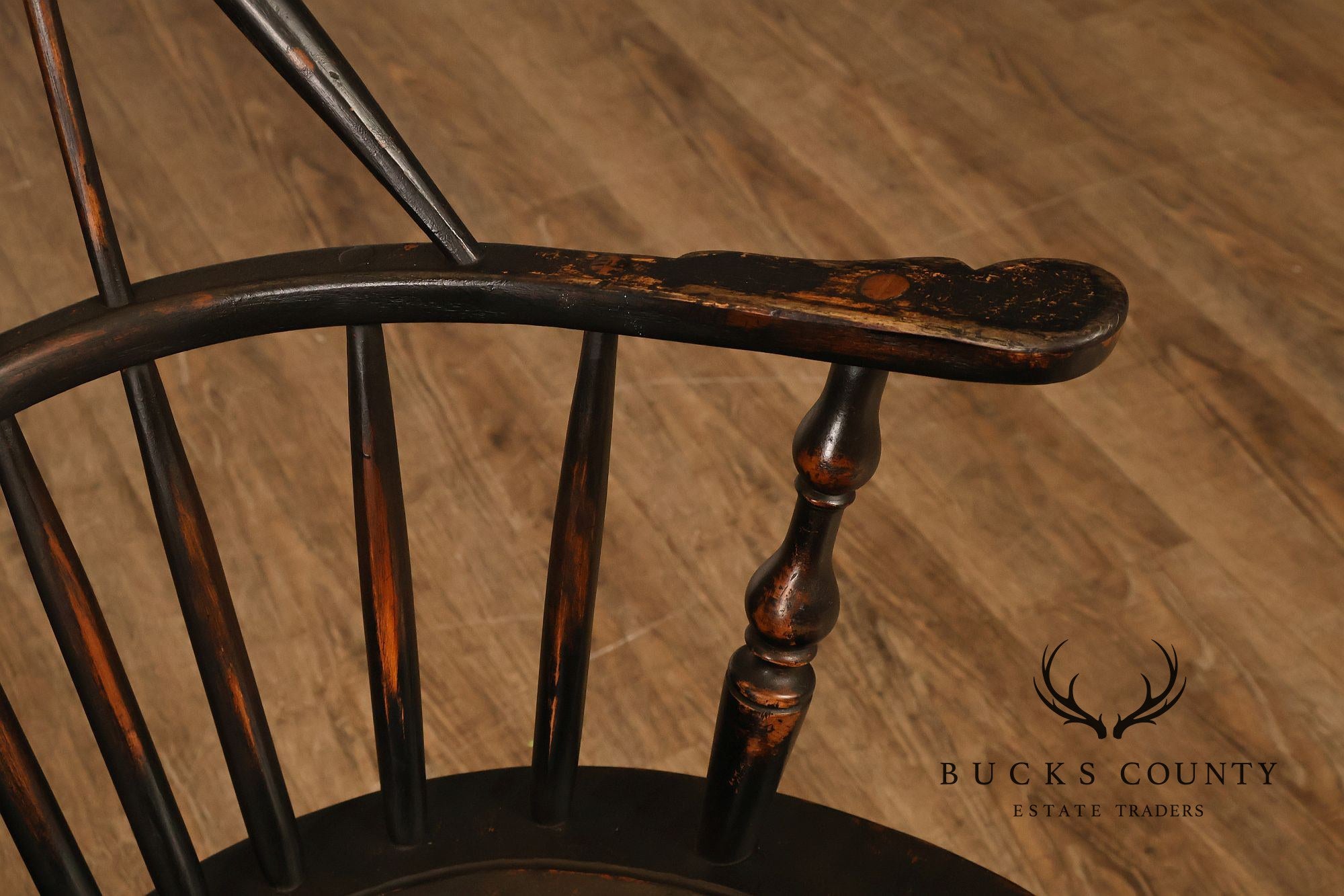 Richard Grell Set of Four Distress Painted Windsor Chairs