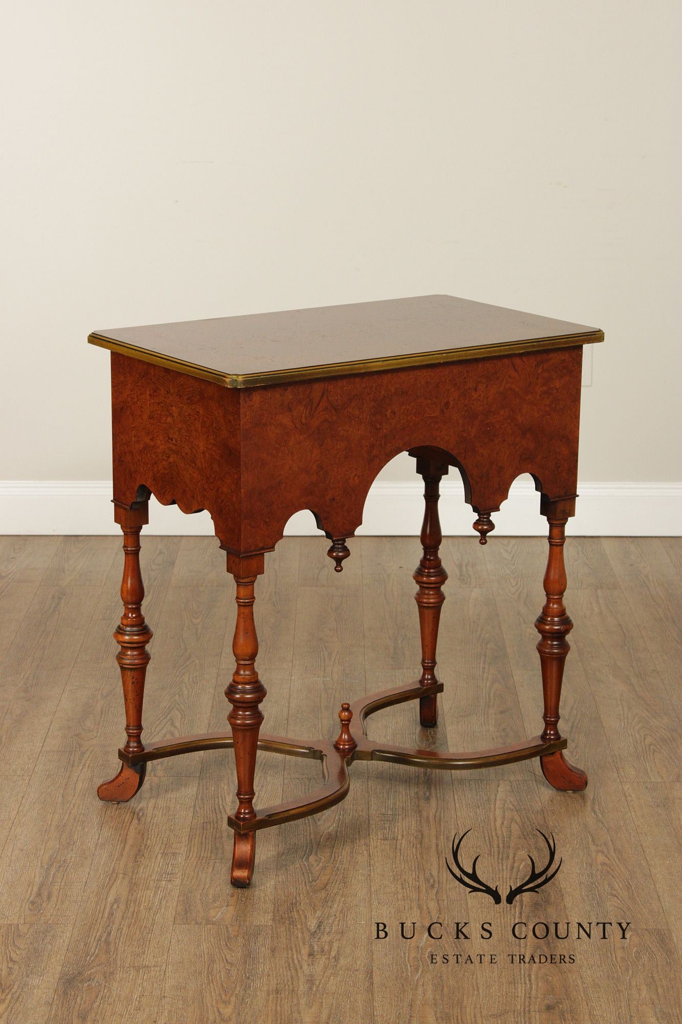 Southampton William & Mary Style Pair of Burlwood Lowboys