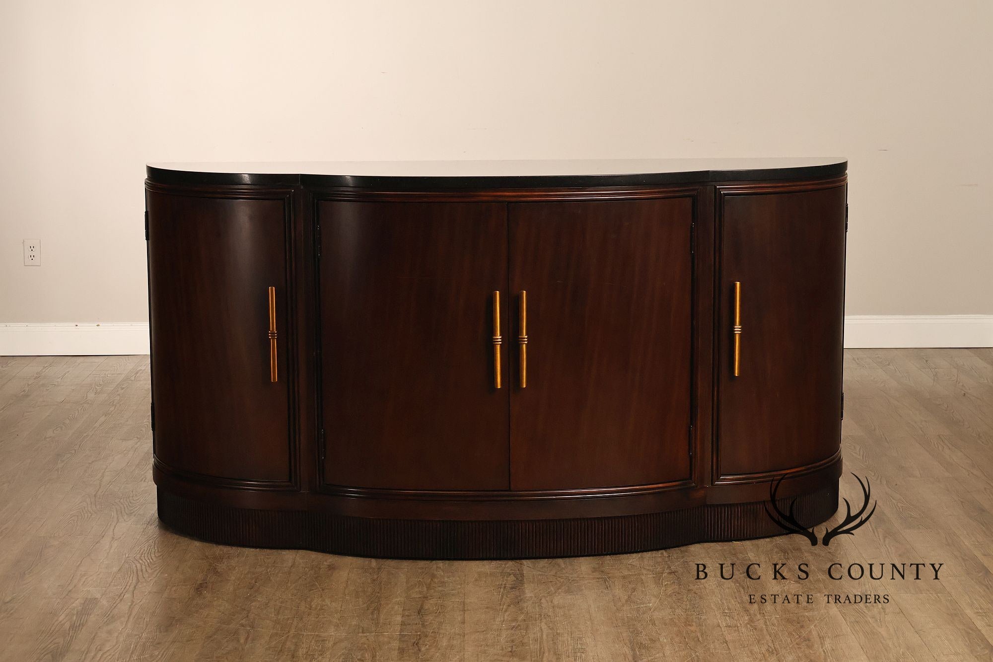 Bernhardt Art Deco Style Curved Front Sideboard With Black Granite Top
