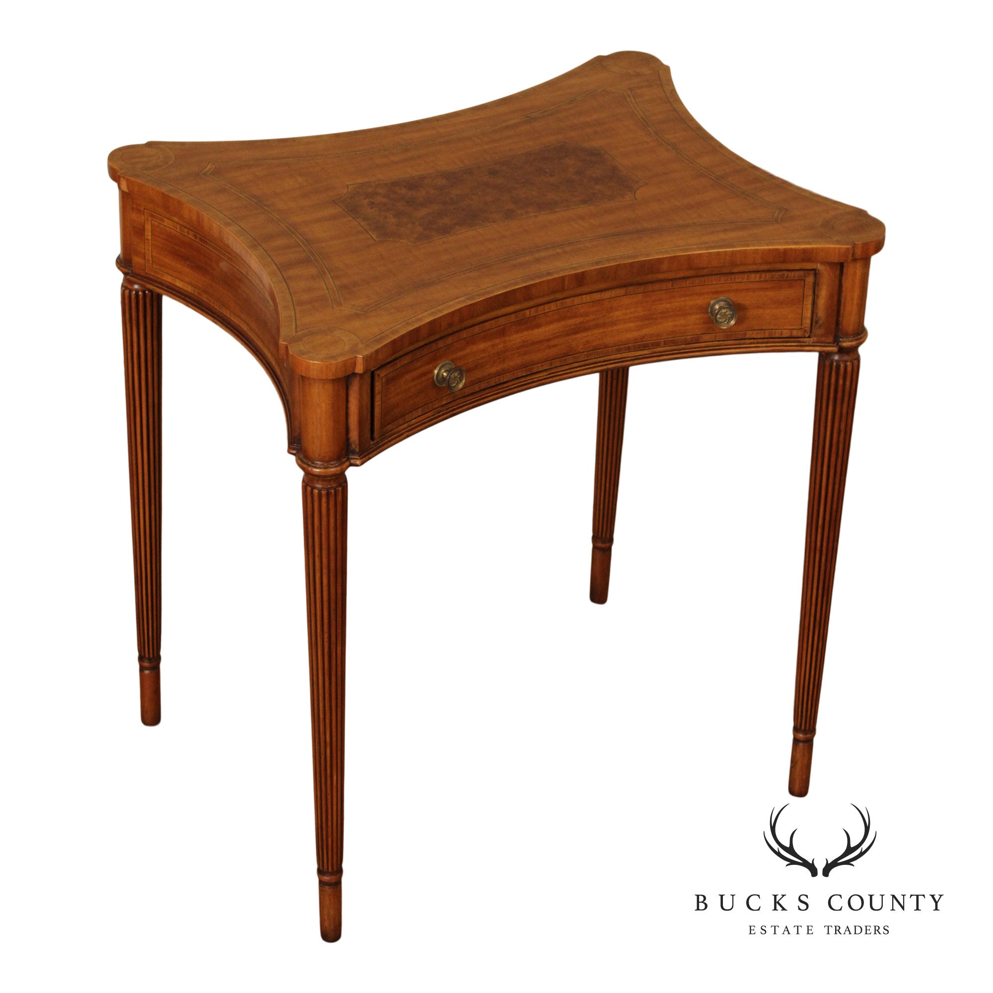 Maitland Smith Sheraton Style Single Drawer Inlaid Side Table