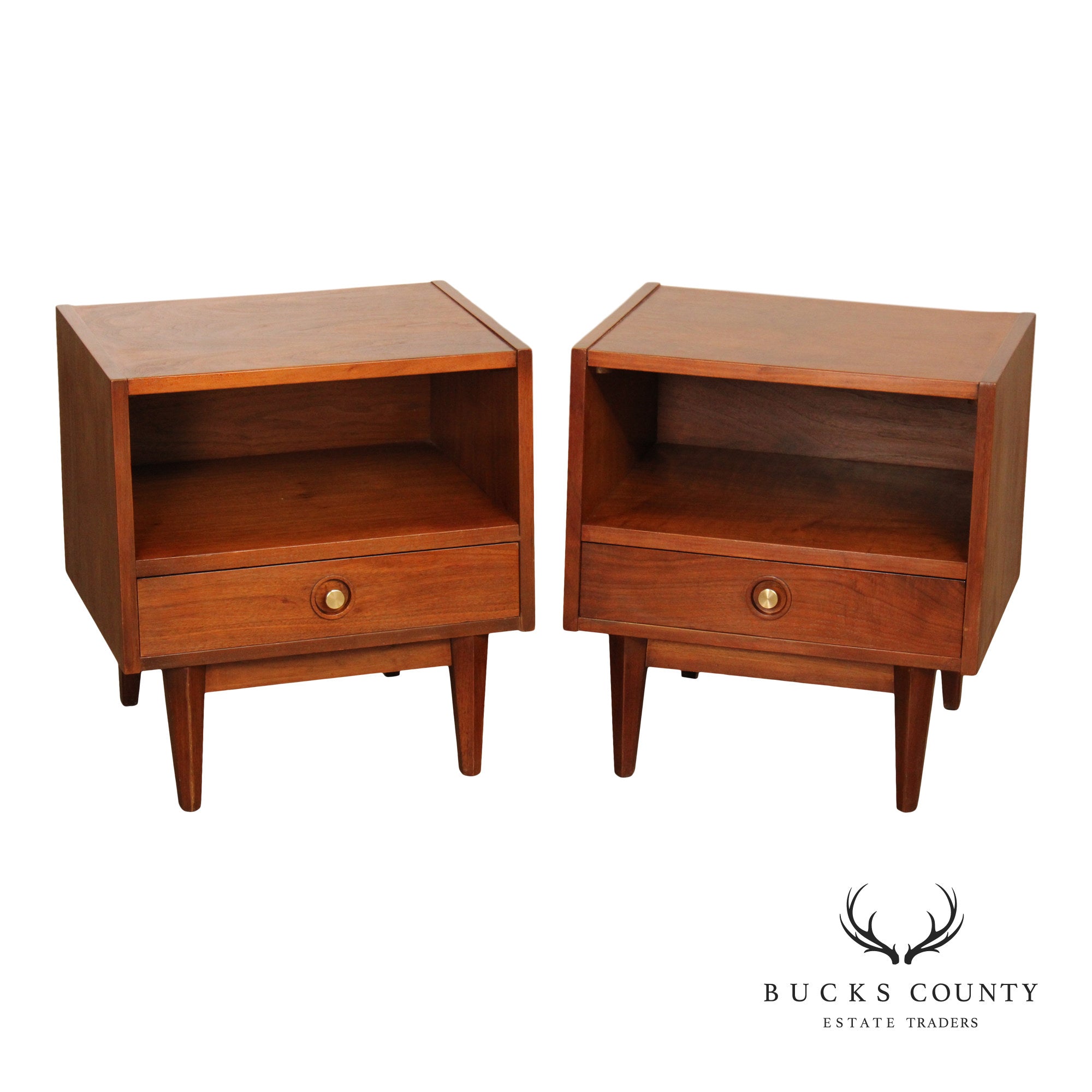 American of Martinsville Mid Century Modern Pair of Walnut Nightstands