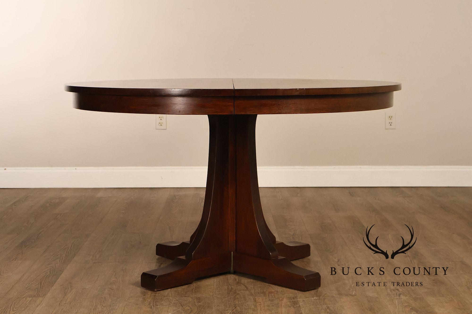 Stickley Mission Collection Round Oak Expandable Dining Table