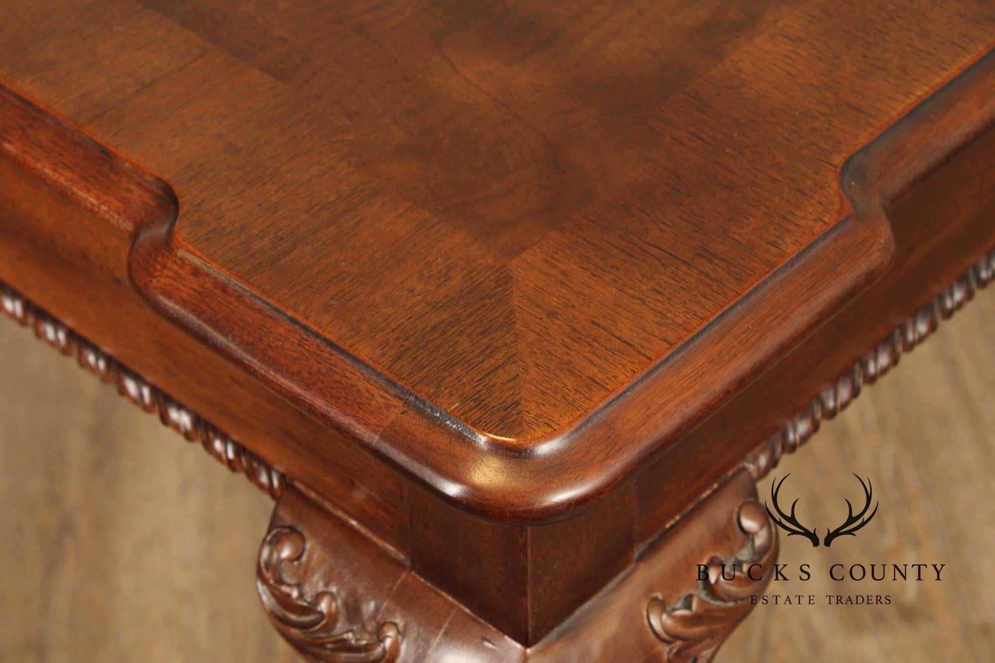 Henredon Rittenhouse Square Chippendale Style Mahogany Expandable Dining Table, Two Silverware Drawers