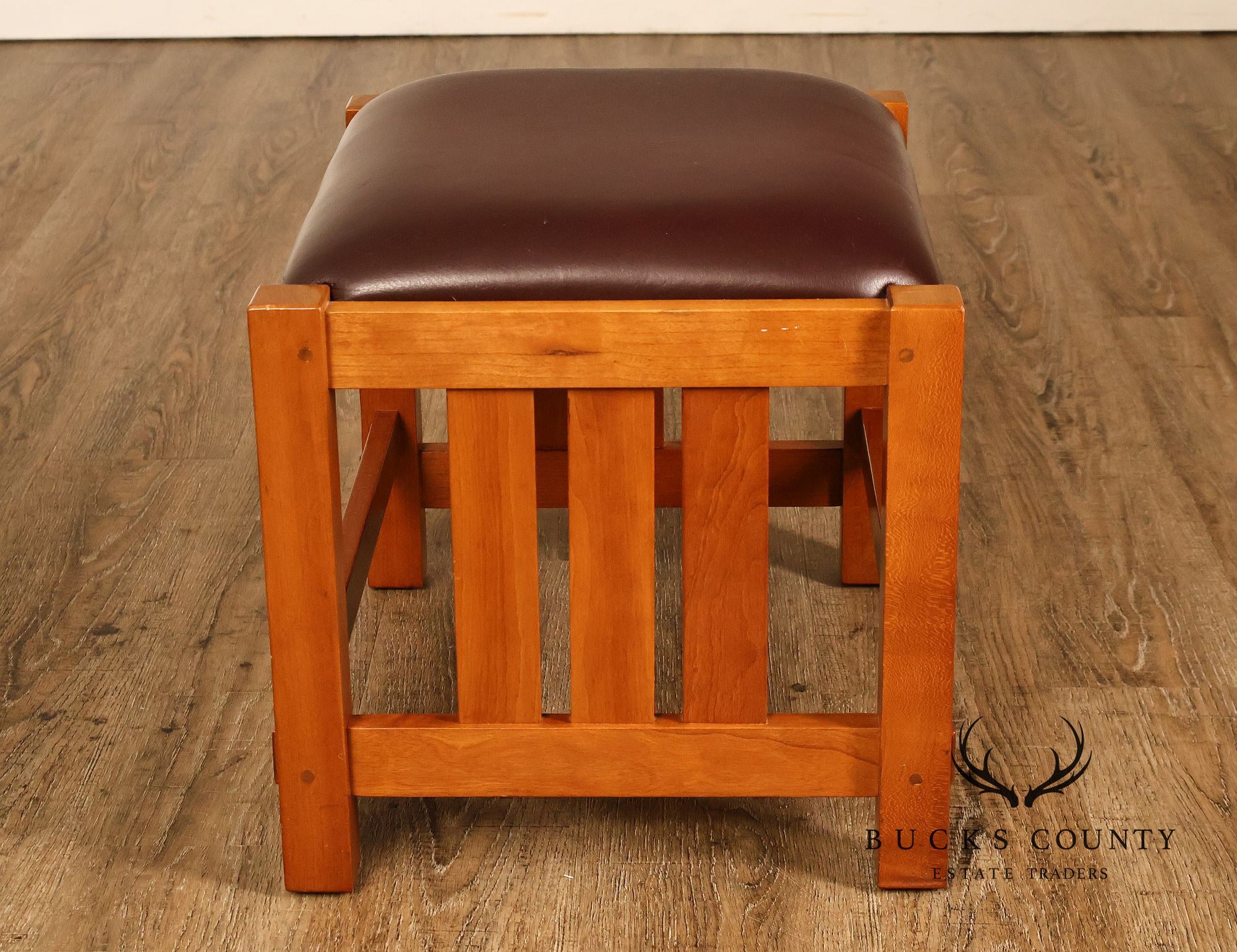 Stickley Mission Collection Cherry and Leather Footstool
