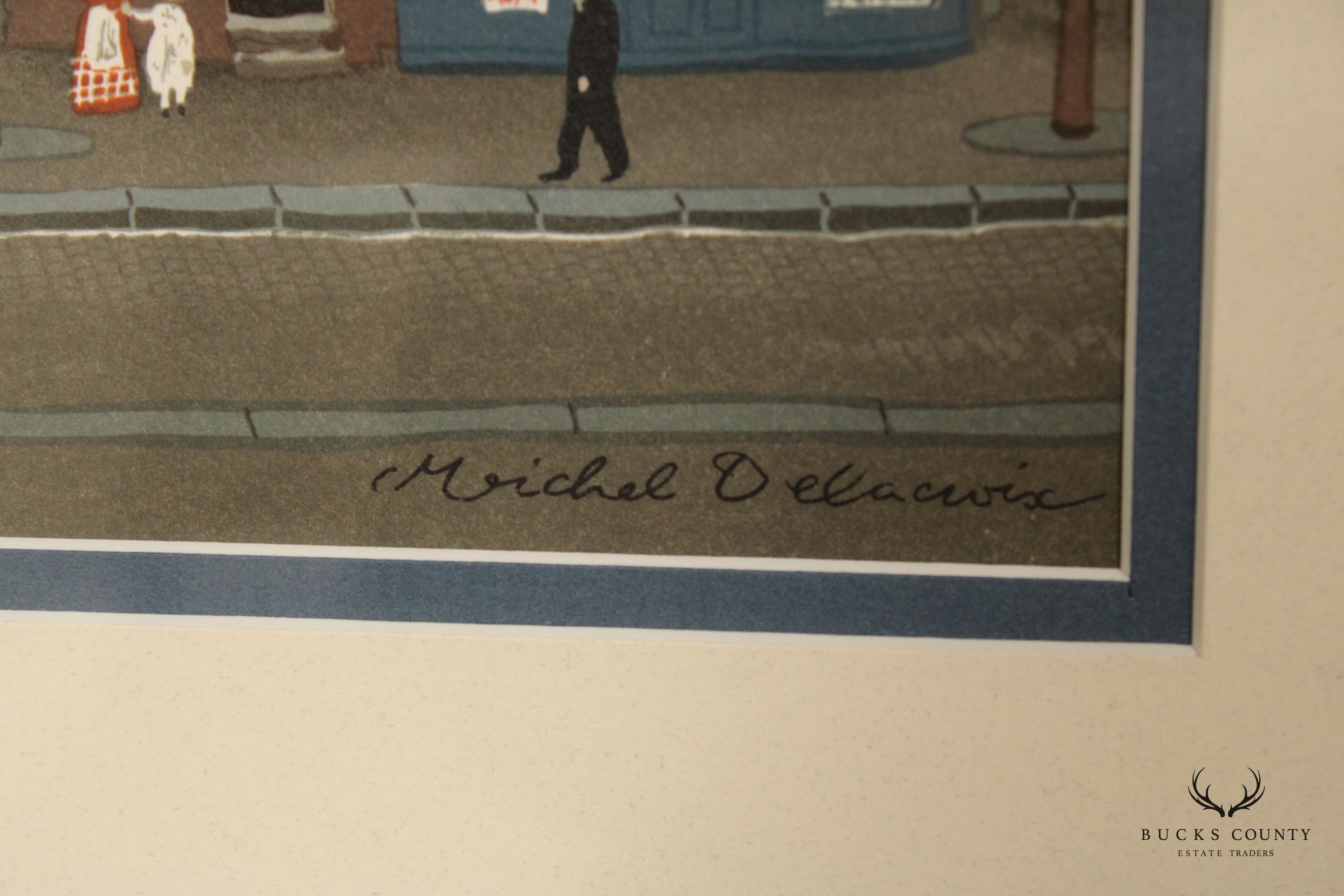 Michel Delacroix 'L'Homme Sandwich' Framed Colored Lithograph