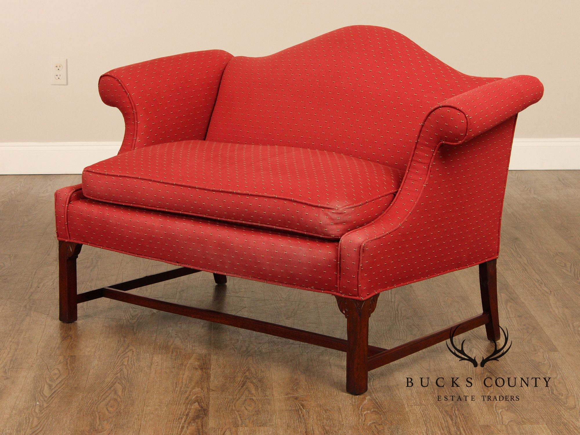 Georgian Style Upholstered Mahogany Loveseat