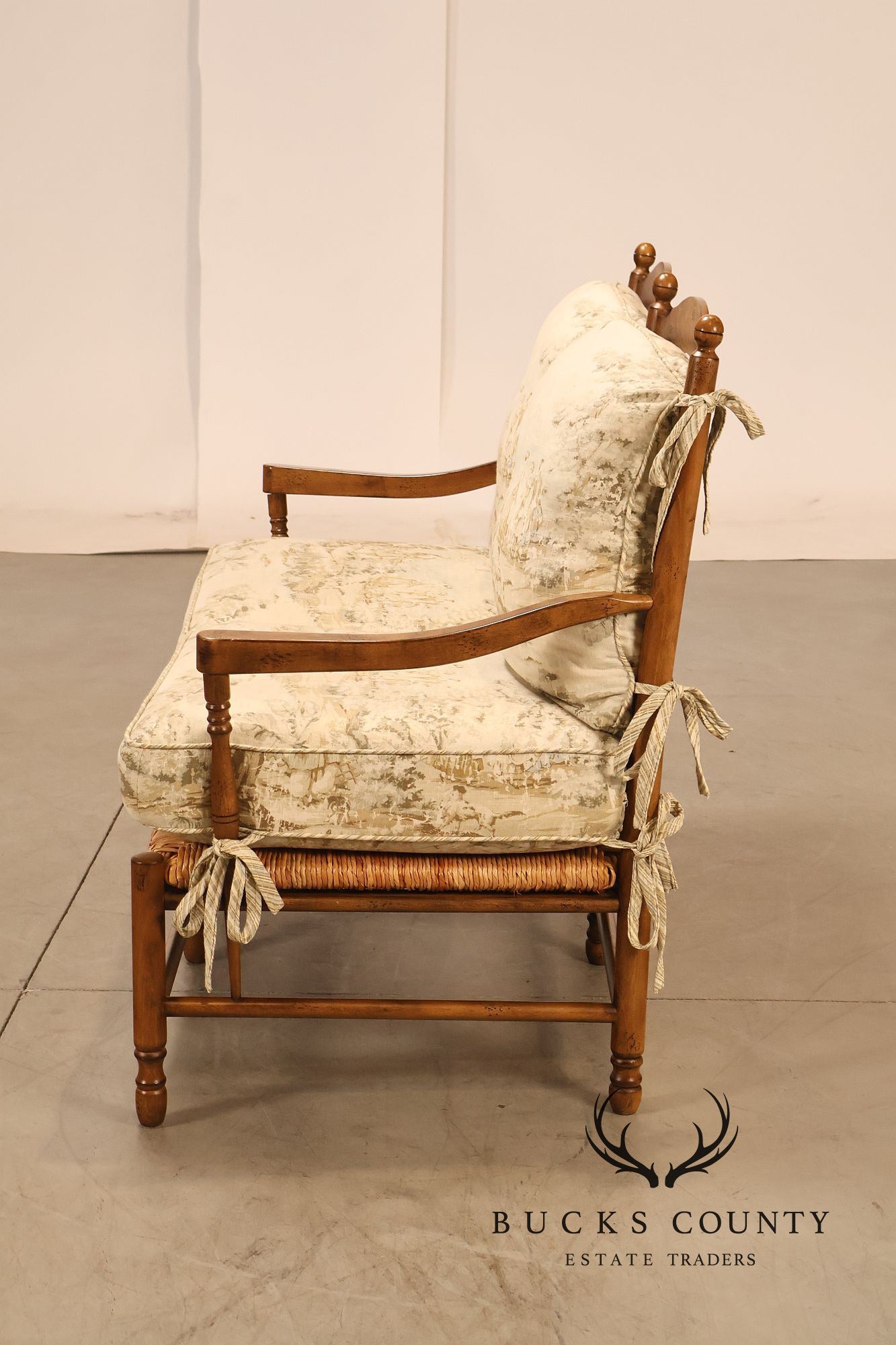 French Country Style Ladder Back Rush Seat Settee