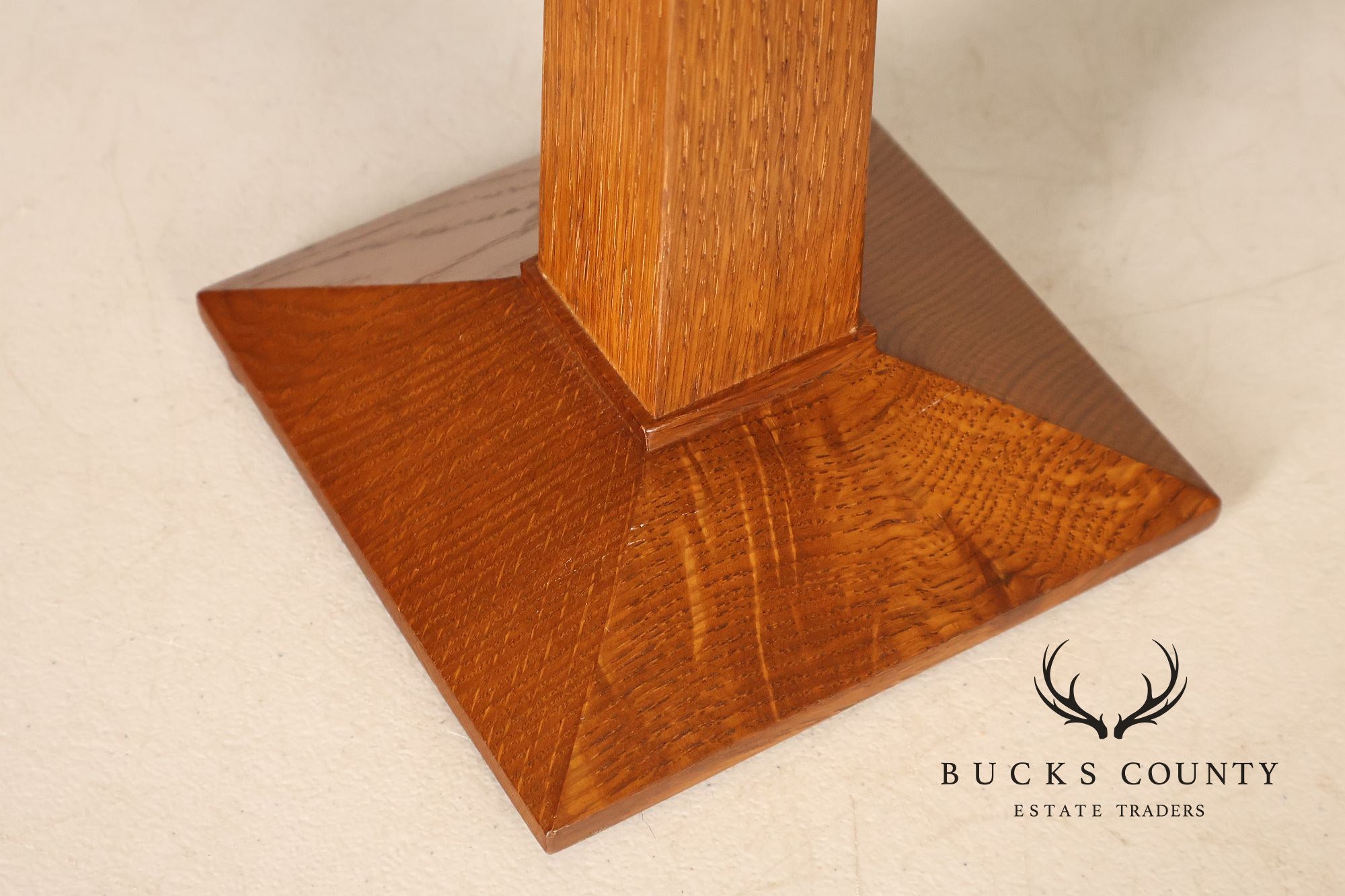 Stickley Mission Collection Oak Table Lamp with Art Glass Shade
