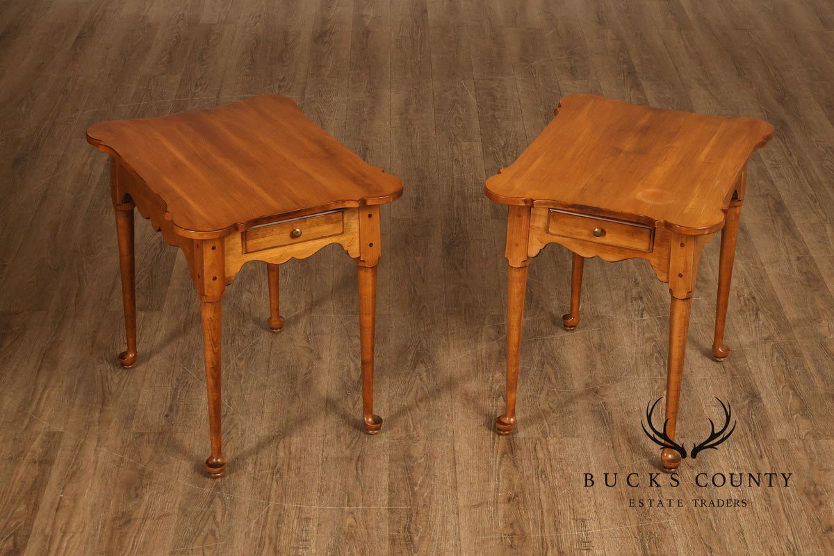 Ethan Allen 'Circa 1776' Pair of Maple Porringer Top End Tables