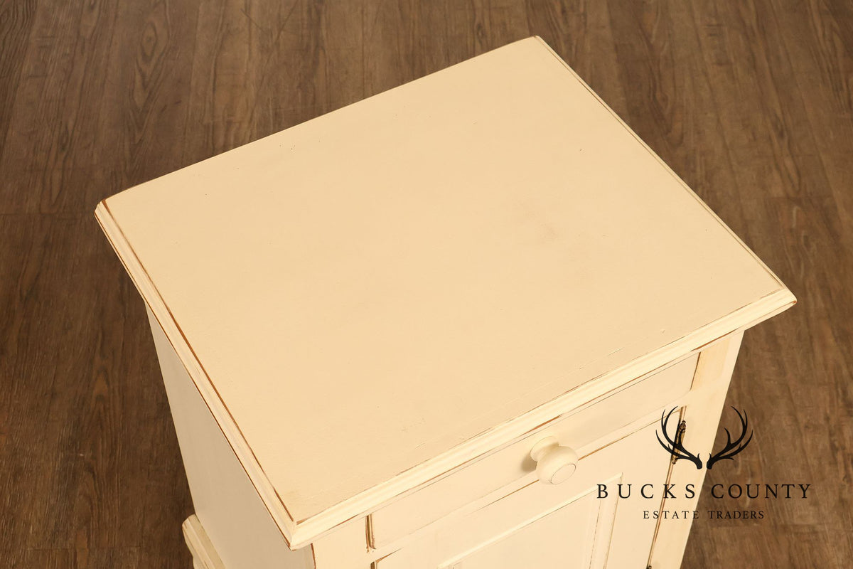 Coastal Style Pair of Painted Bedside Cabinets