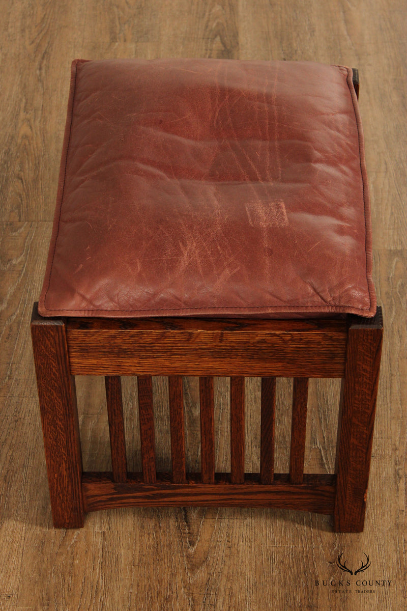 The Michaels Company Mission Style Oak and Leather Footstool