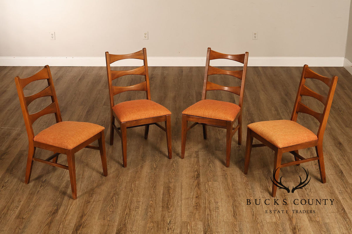Mid Century Modern Set Of Four Walnut Dining Chairs
