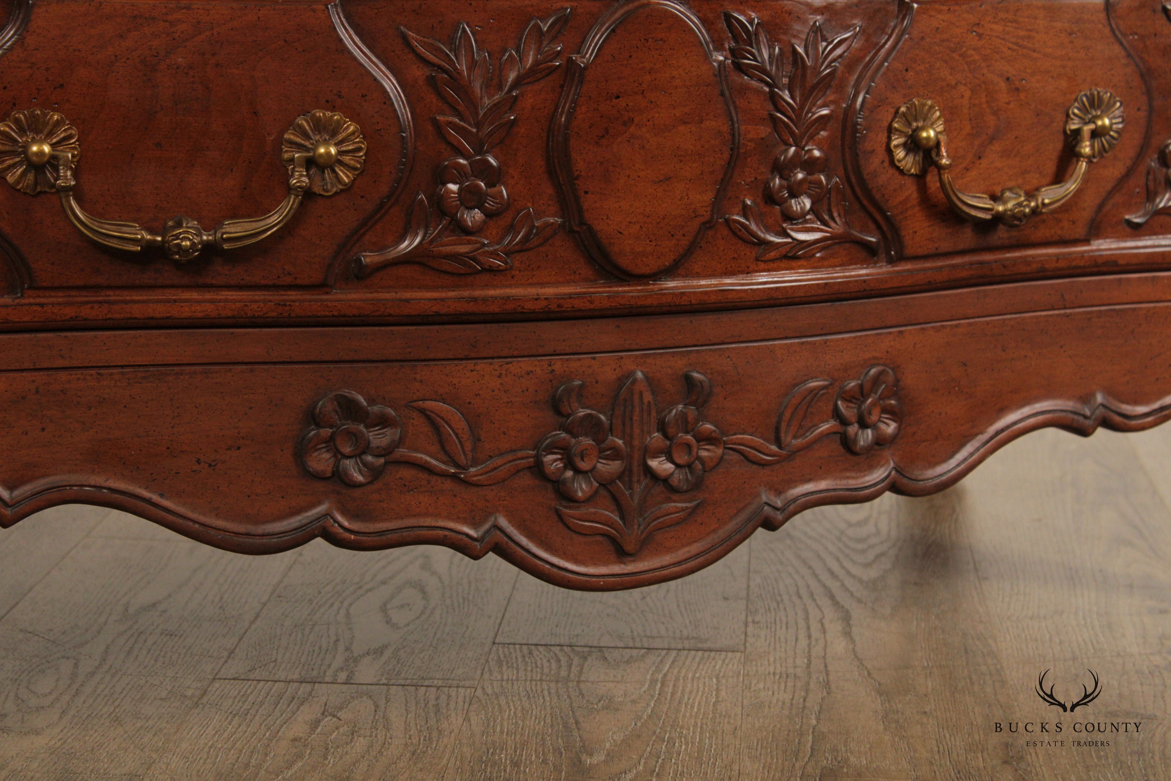 Auffray & Company French Louis XV Style Carved Fruitwood Chest Of Drawers