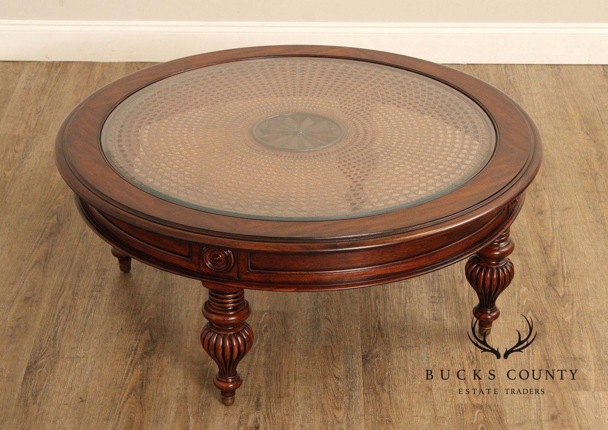 Ethan Allen British Colonial Style Round 'Maya' Coffee Table