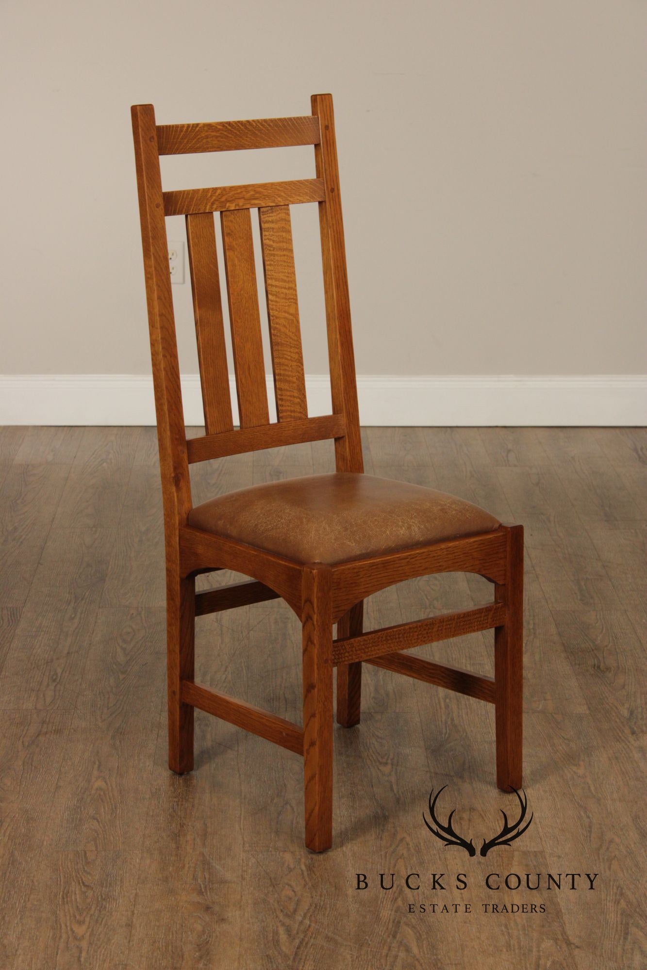 Stickley Mission Collection Set of Four Harvey Ellis Oak Dining Chairs