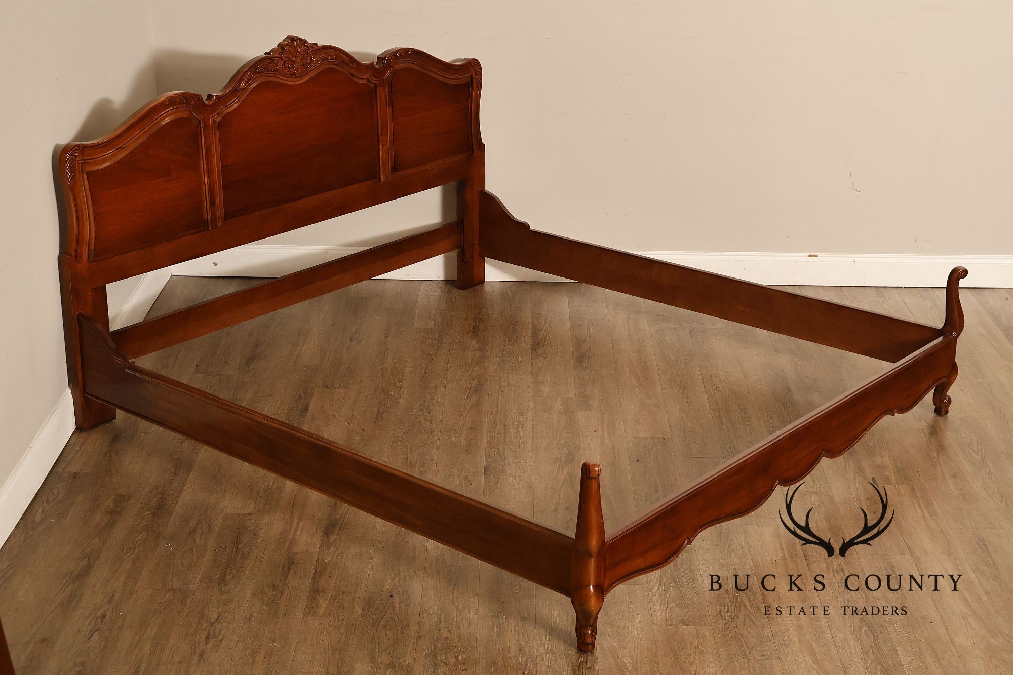 Henredon Carved Cherry King Size Bed Frame