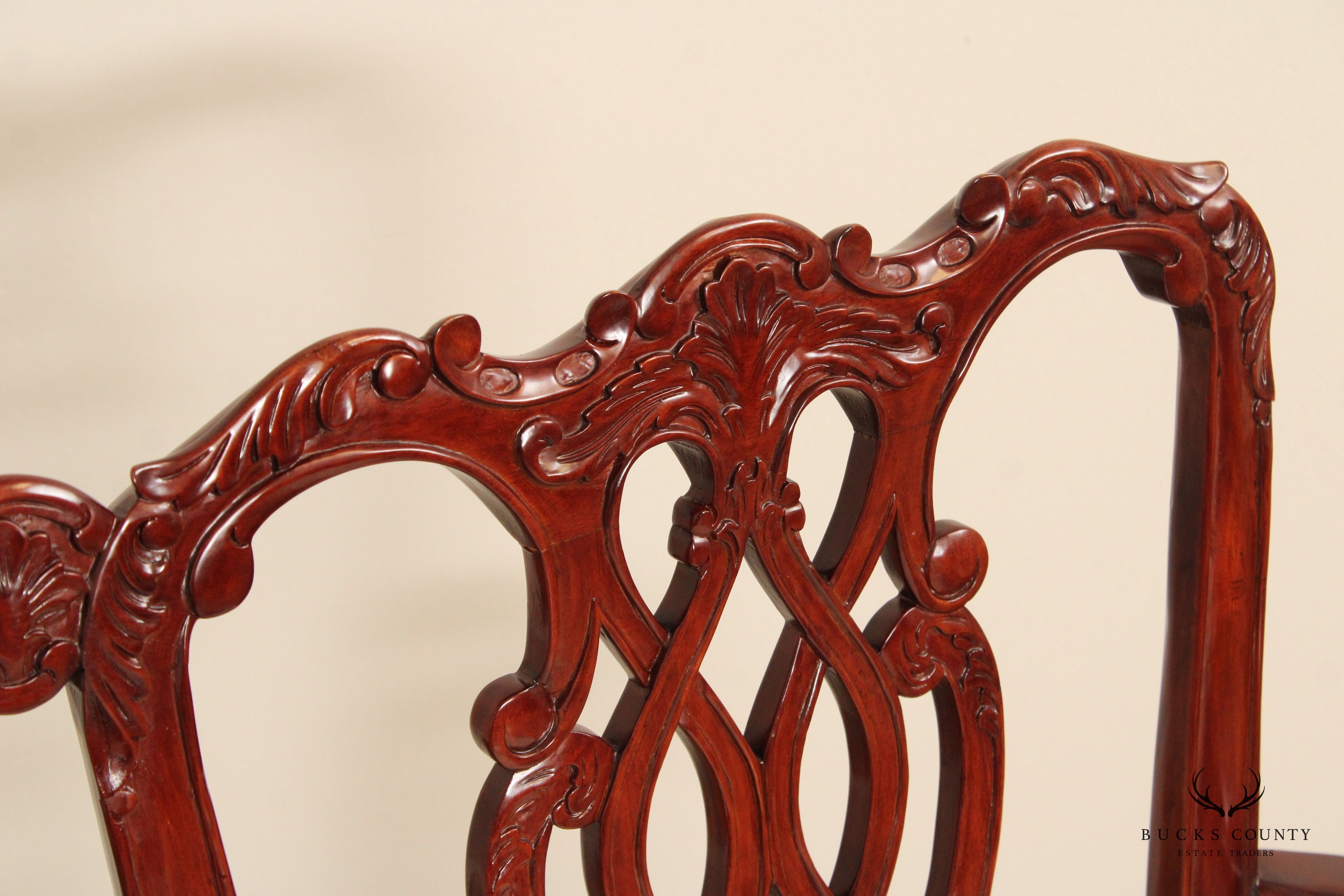 Georgian Style Carved Mahogany Double Bench