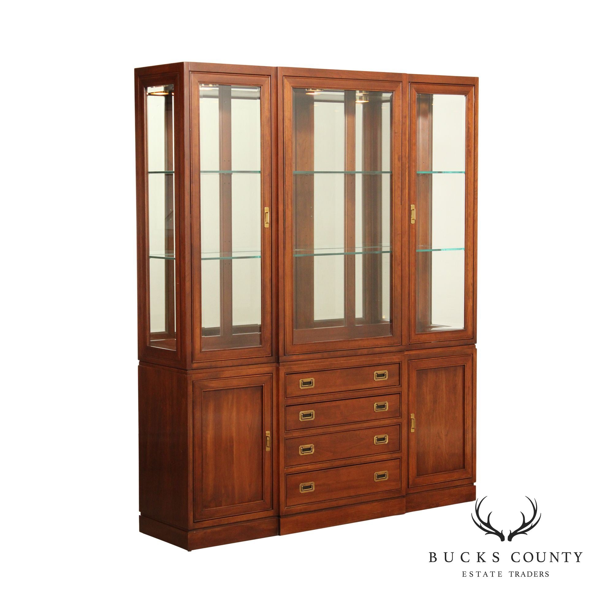 Ethan Allen Cherry Campaign Style China Cabinet