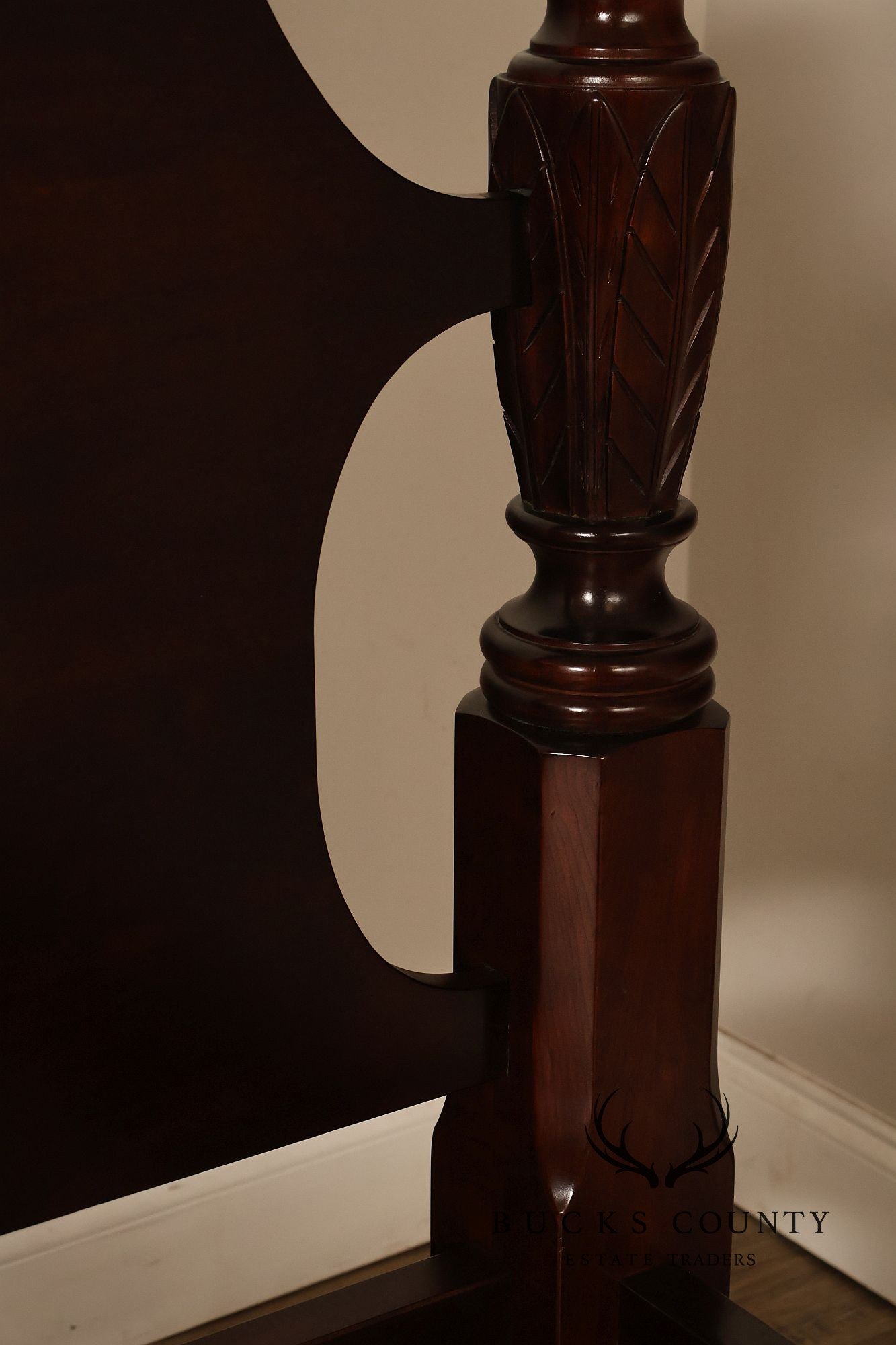 Statton Furniture Cherry Queen Tobacco Leaf Poster Bed