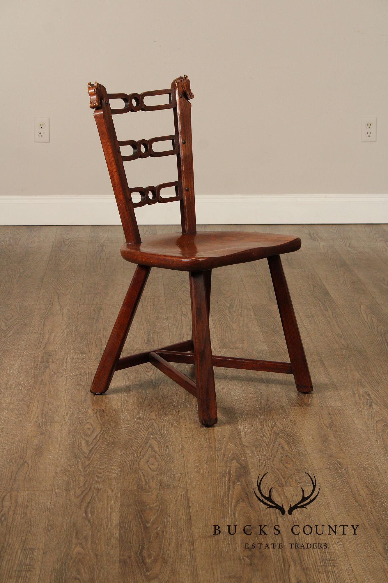 Romweber Viking Oak Set of Four Carved Dining Chairs