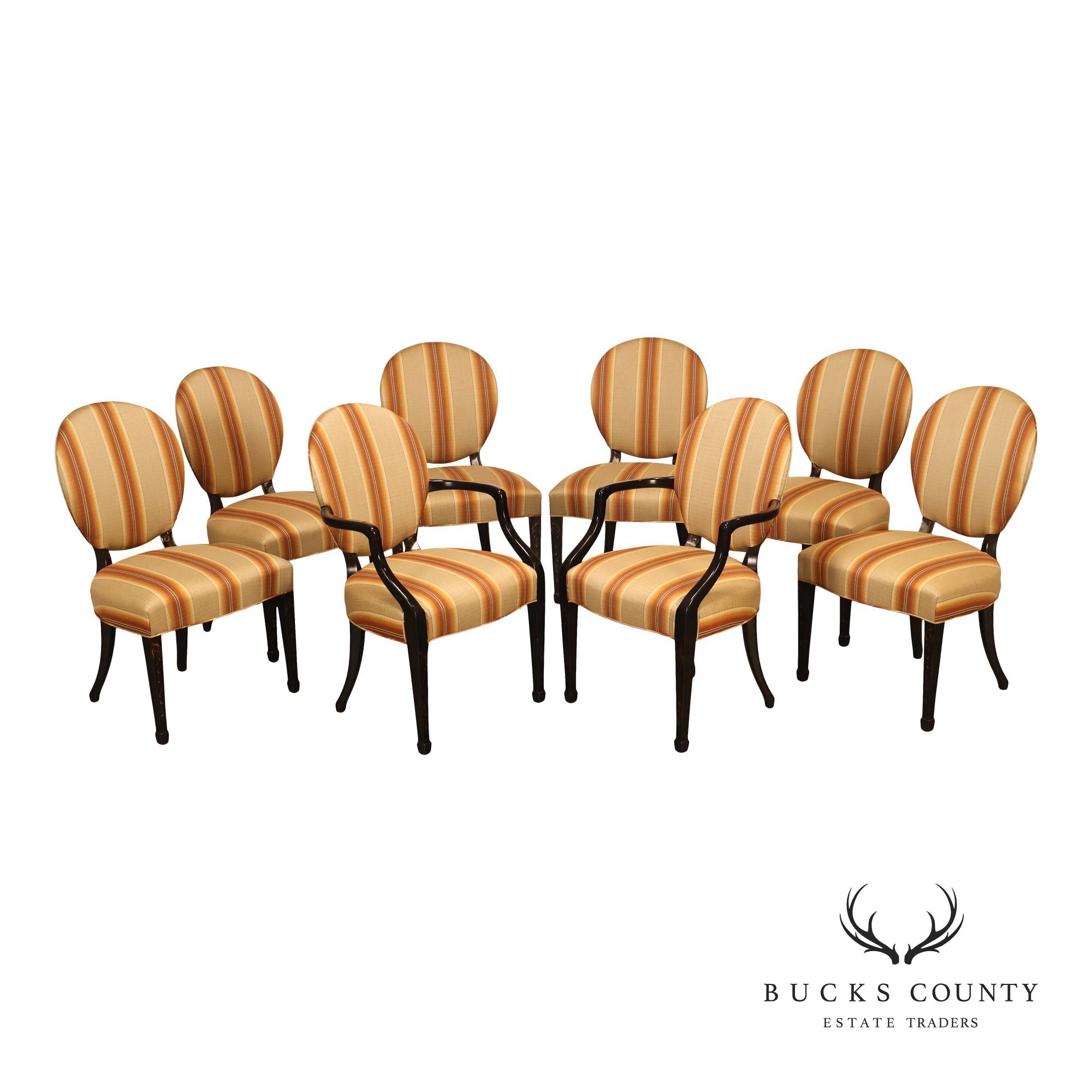 Baker Furniture Set Of Eight Oval Back Dining Chairs